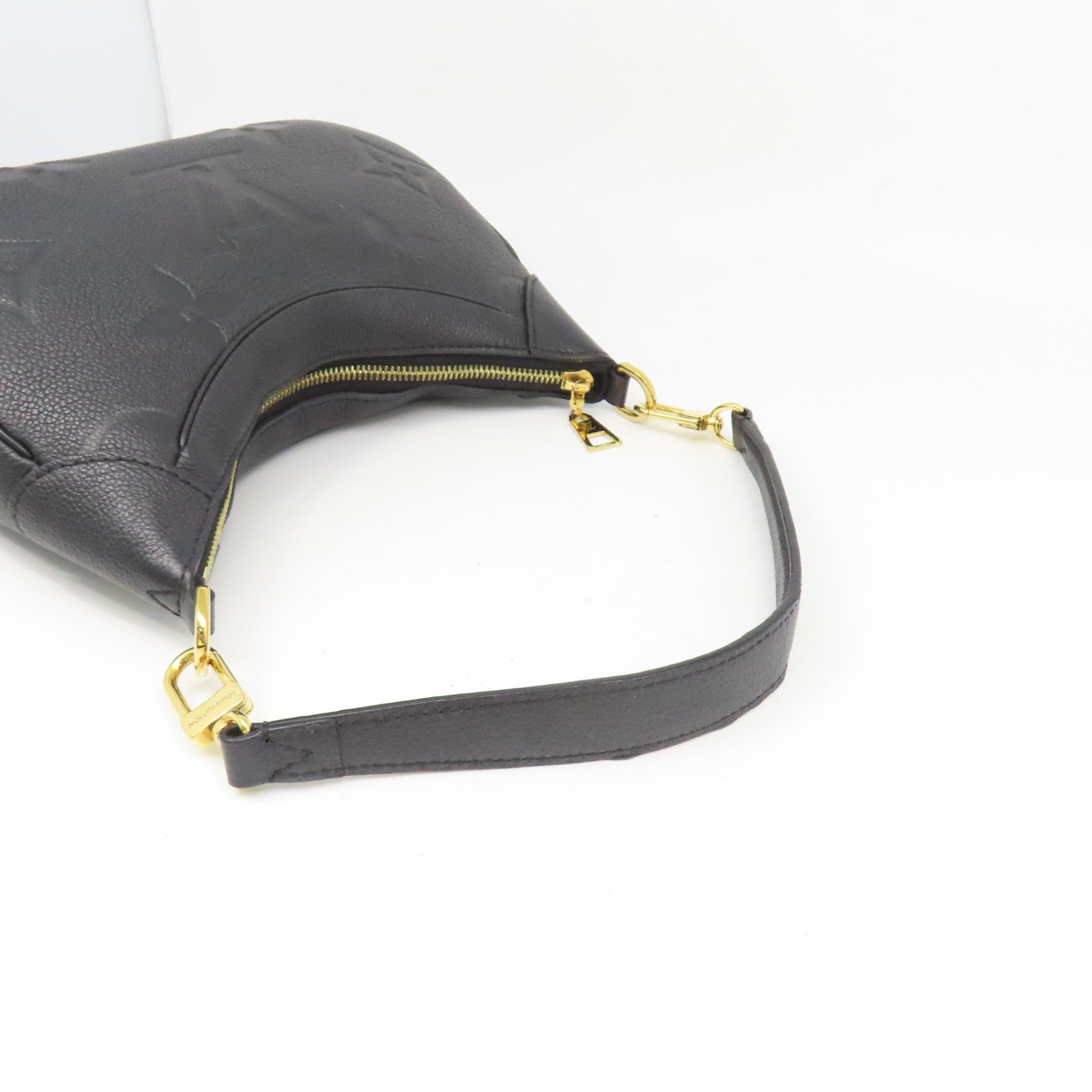 LOUIS VUITTON Monogram Emprinte Bagtelle金扣肩背袋黑色