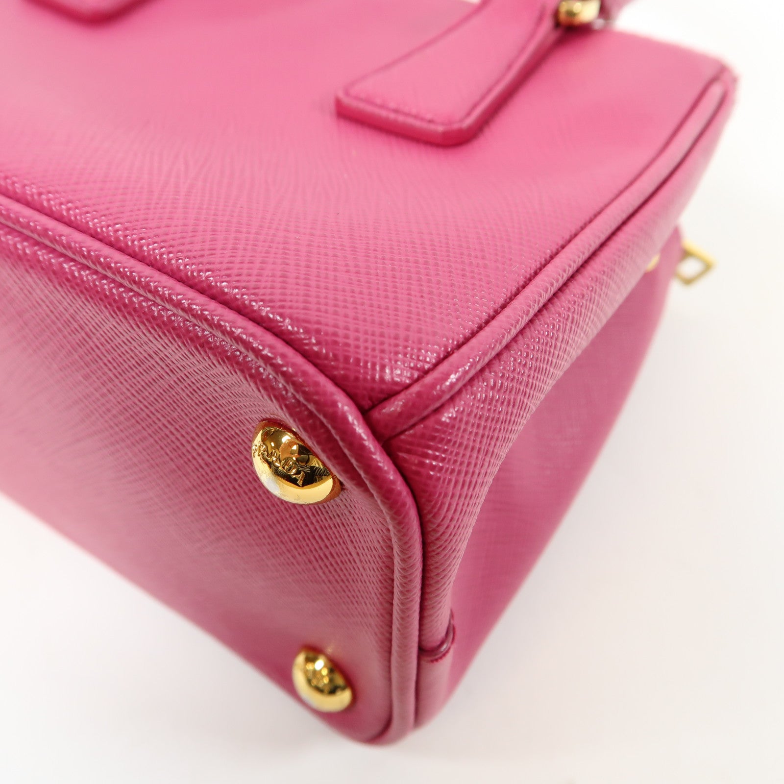 PRADA 牛皮皮革2 Way Shoulder Bag金扣手挽肩背兩用袋粉紅色