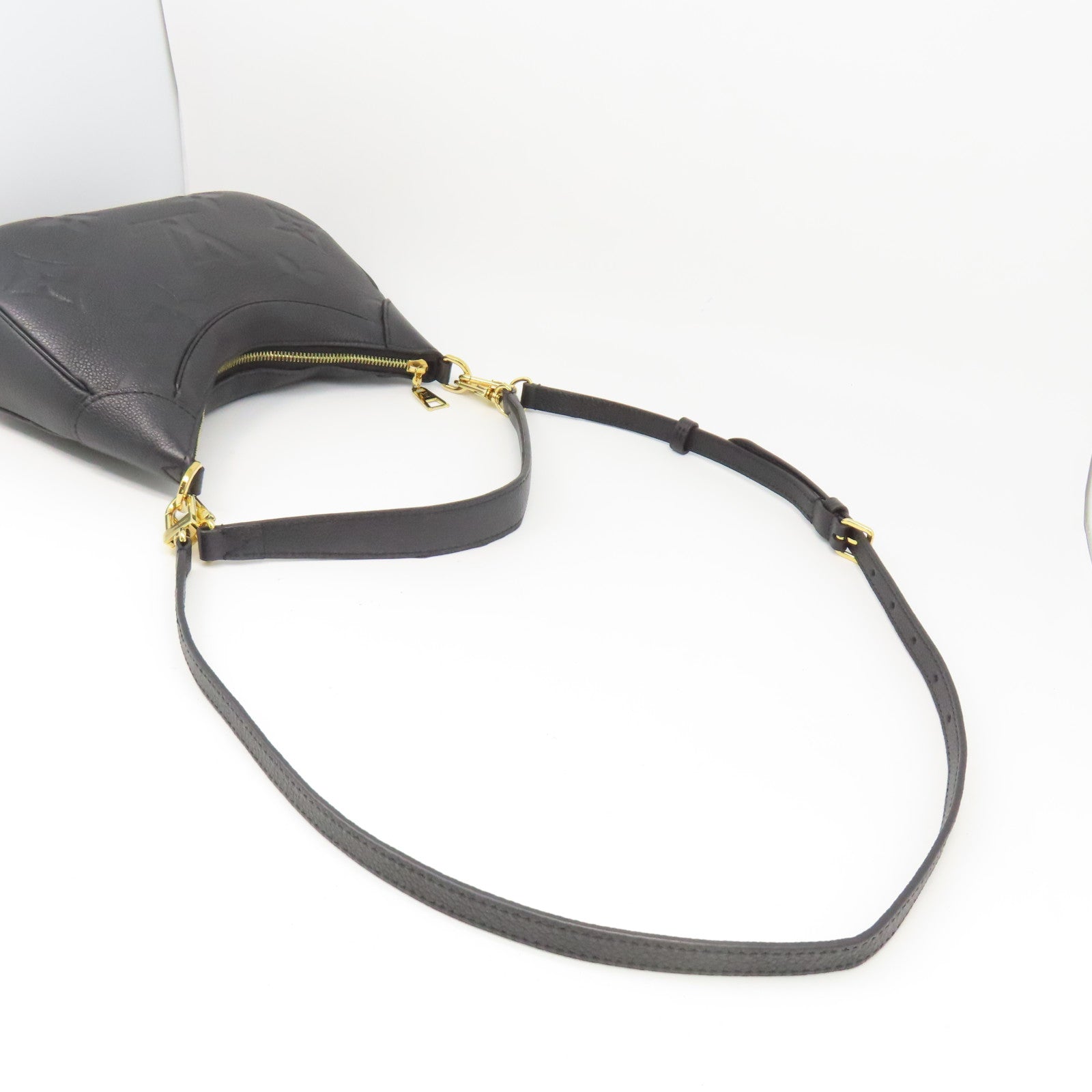 LOUIS VUITTON Monogram Emprinte Bagtelle金扣肩背袋黑色