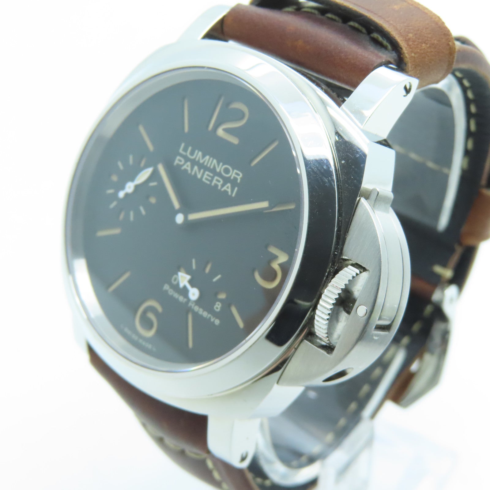 PANERAI Luminor皮革带/不锈钢手表自动机芯黑色