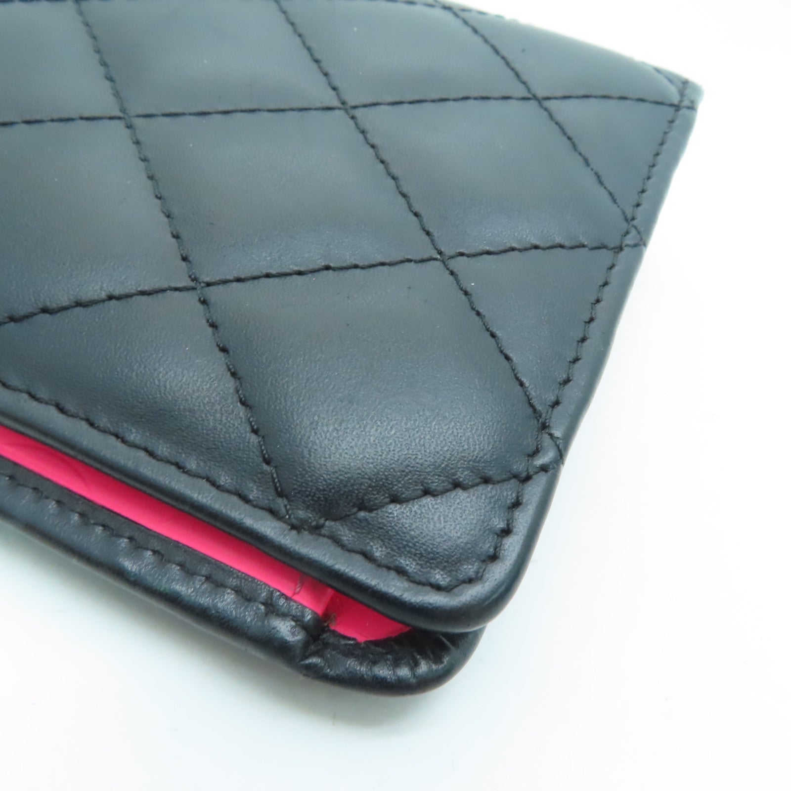 CHANEL 牛皮皮革Long Wallet銀扣長錢包黑色