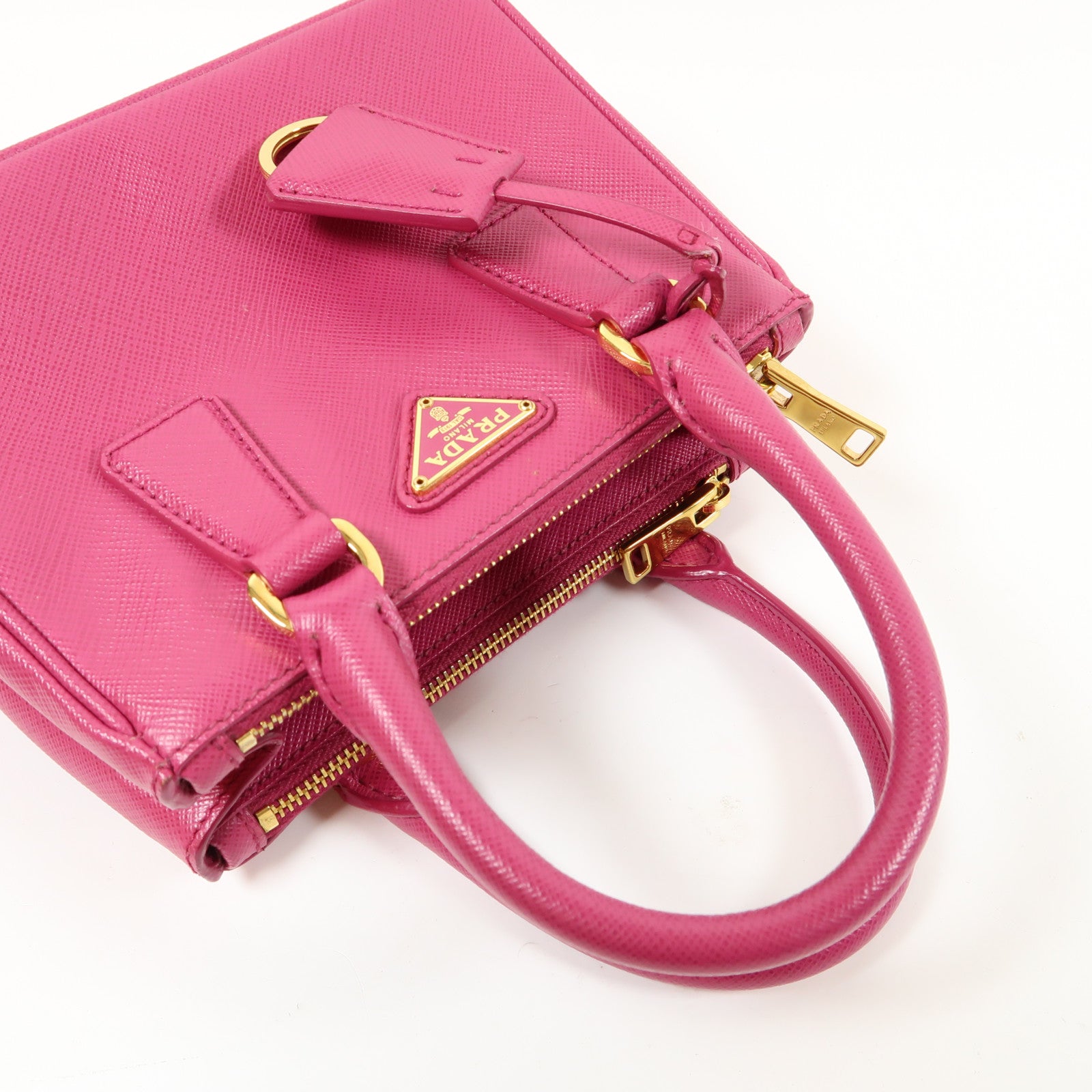 PRADA 牛皮皮革2 Way Shoulder Bag金扣手挽肩背兩用袋粉紅色