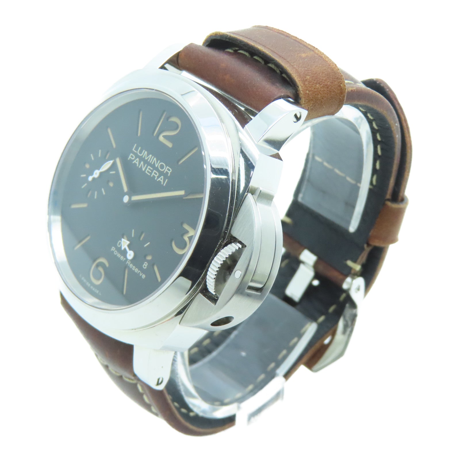 PANERAI Luminor皮革带/不锈钢手表自动机芯黑色