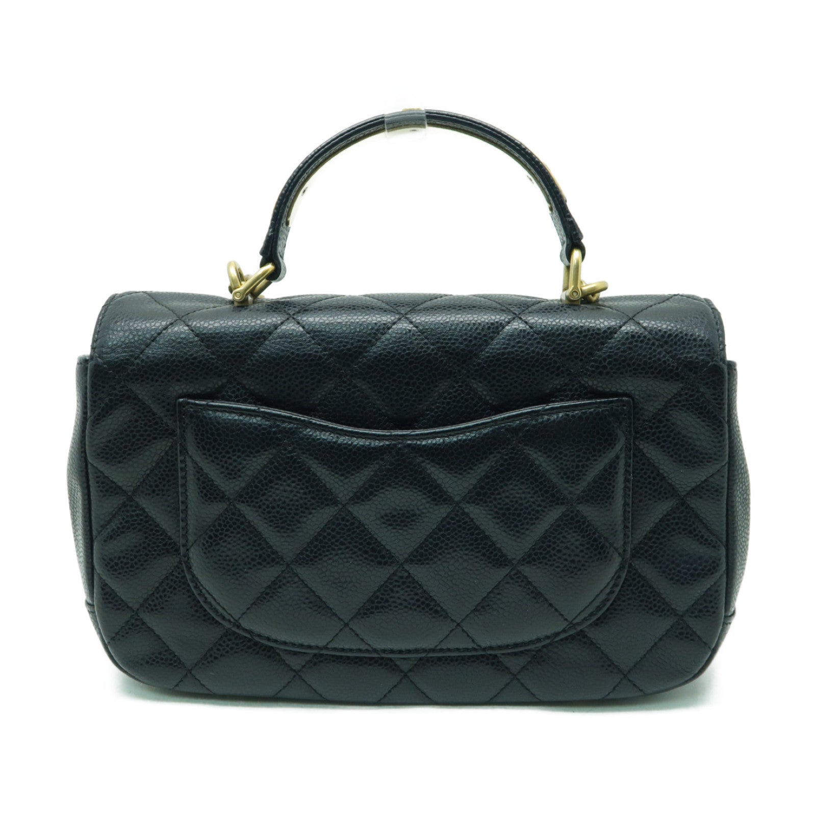 CHANEL Caviar皮革Carry Around Flap金扣手挽肩背兩用袋黒色