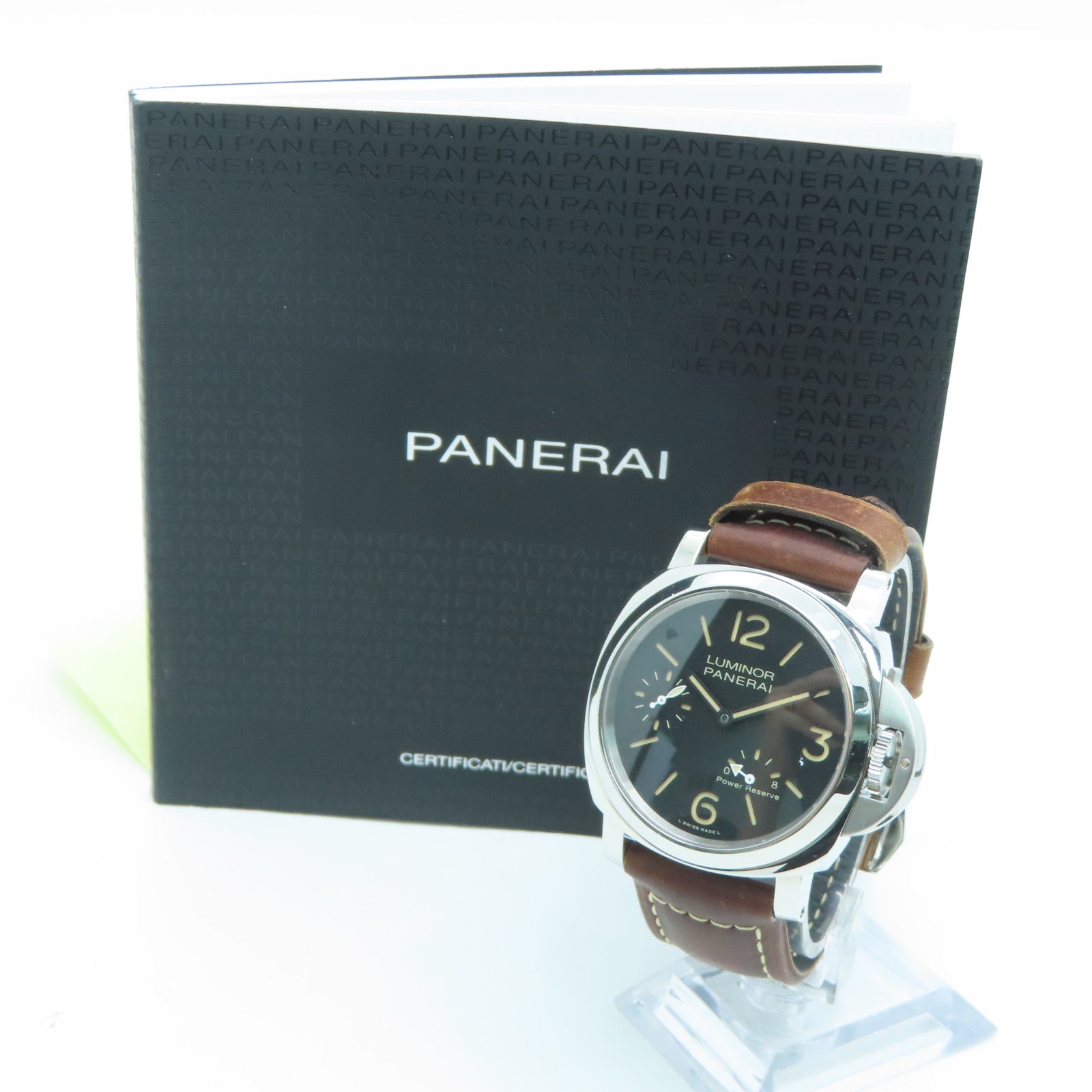 PANERAI Luminor皮革带/不锈钢手表自动机芯黑色