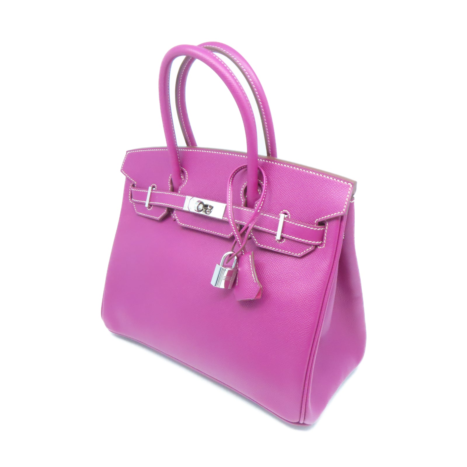 HERMES Veau Epsom皮革Birkin 30銀扣手挽袋桃紫色/糖果粉色