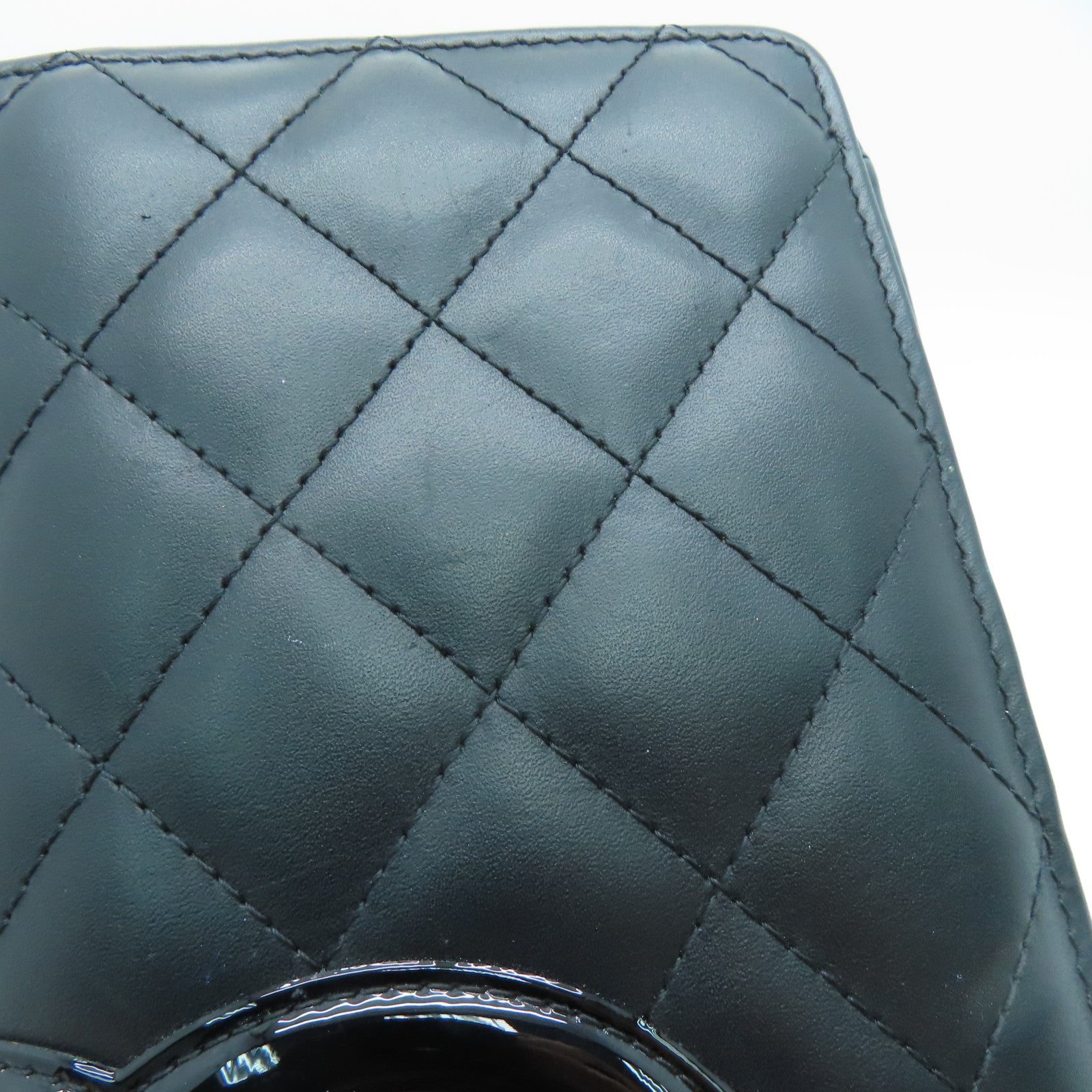 CHANEL 牛皮皮革Long Wallet銀扣長錢包黑色