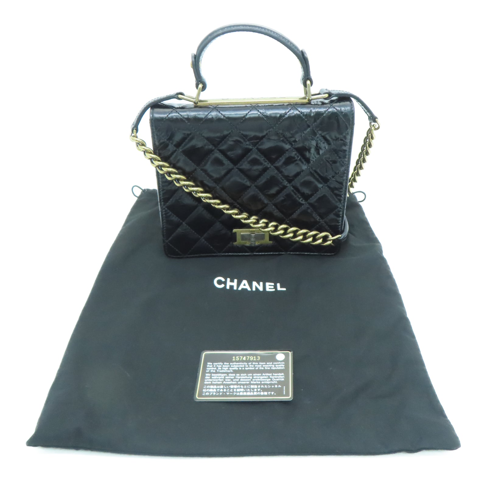 CHANEL Lingge cowhide leather Chain Shoulder gold buckle chain belt handle shoulder bag black