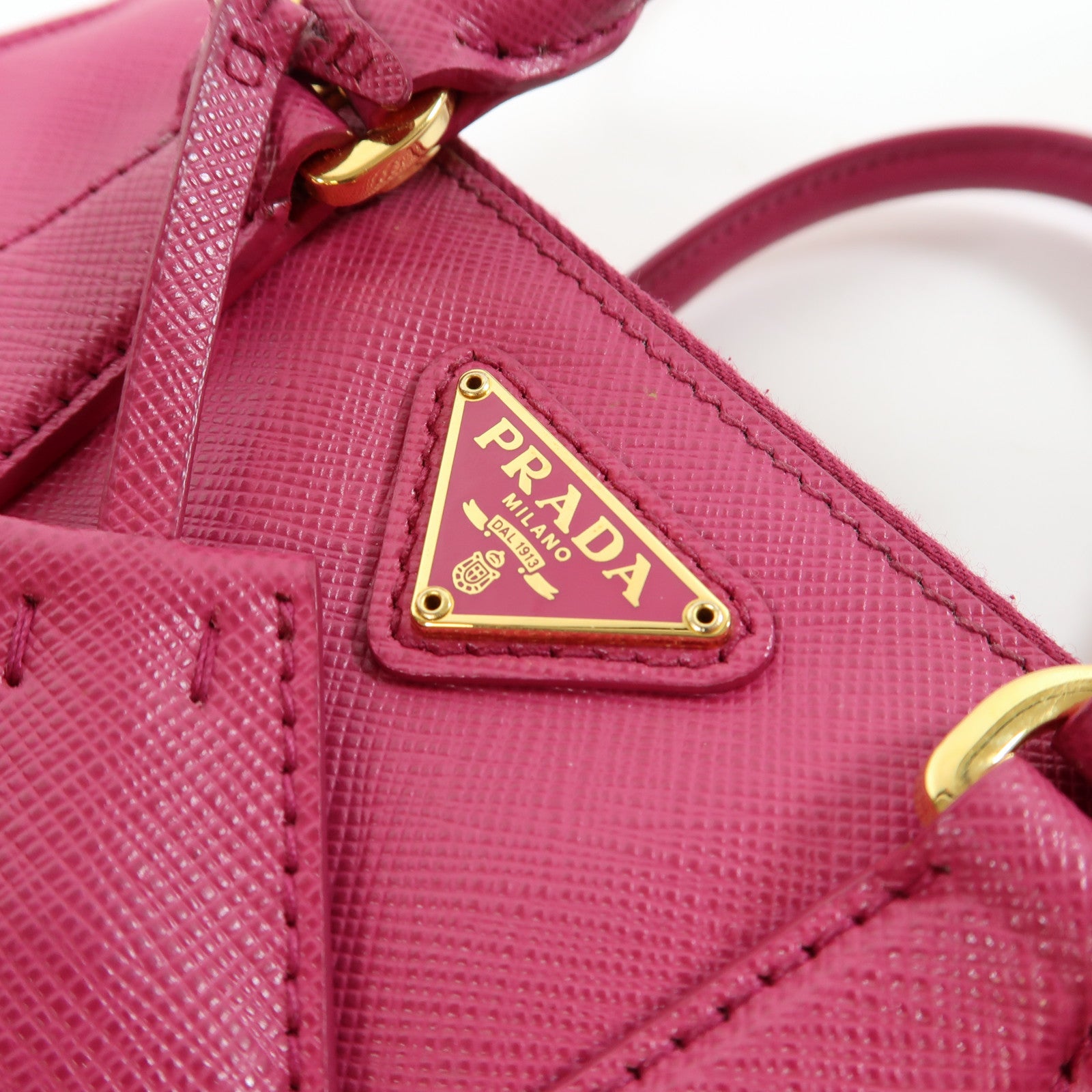 PRADA 牛皮皮革2 Way Shoulder Bag金扣手挽肩背兩用袋粉紅色