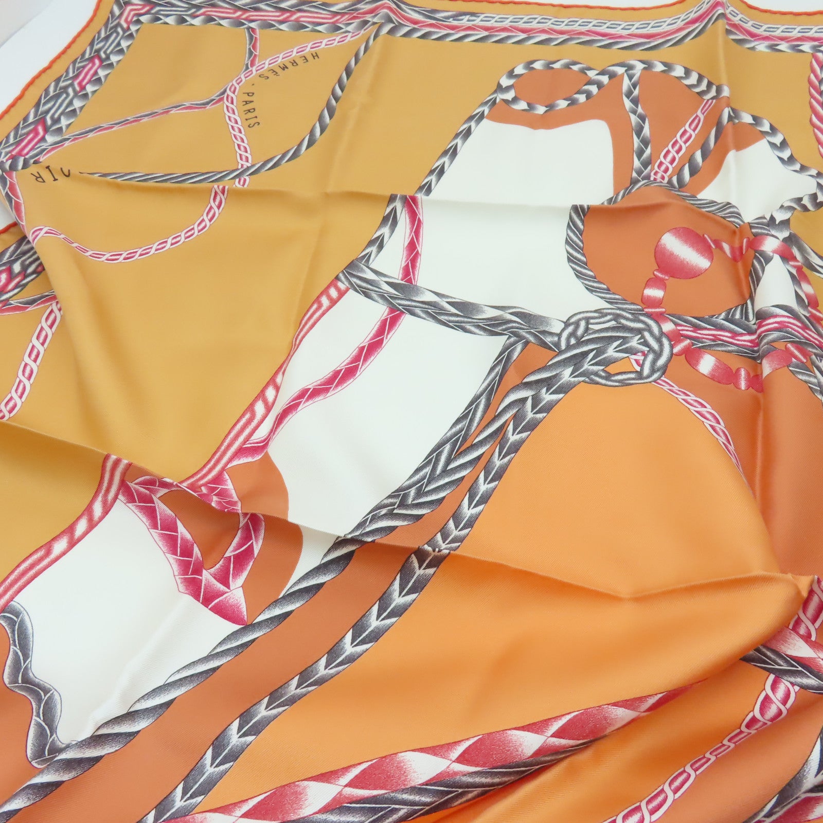 HERMES 絲質Scarf 90x90絲巾橙色