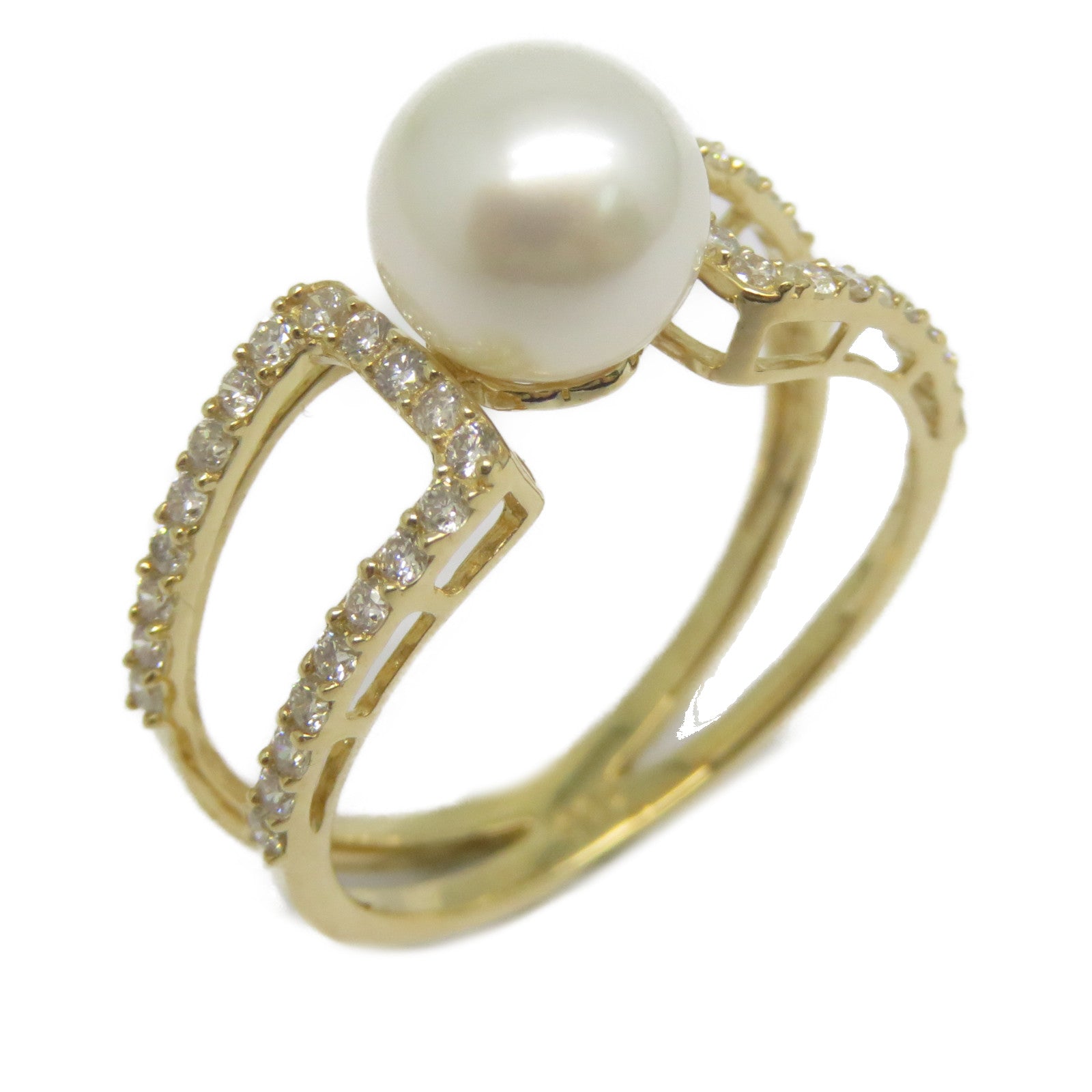 JEWELRY 【激減優惠】18K黃金Pearl Diamond Ring 3.05ct珍珠/0.371ct鑽石戒指US#6.75