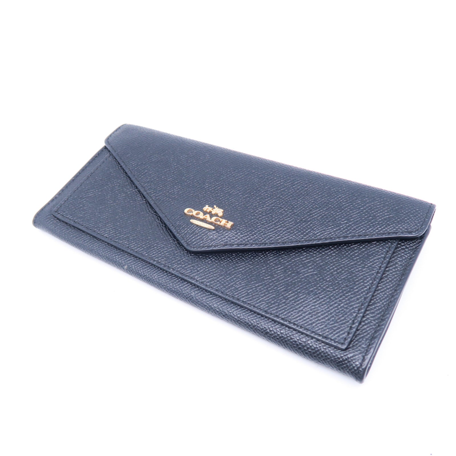 COACH 【激減優惠】牛皮皮革Wallet金扣長錢包黑色