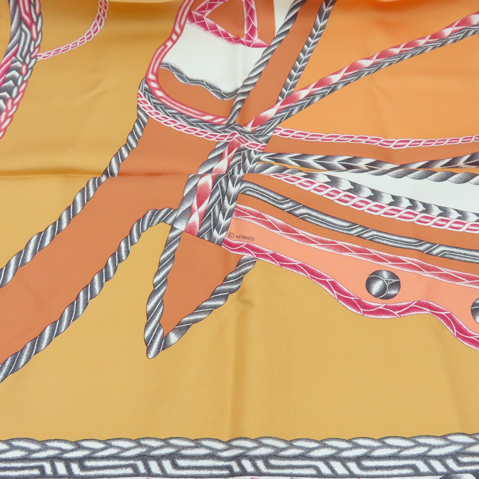 HERMES 絲質Scarf 90x90絲巾橙色