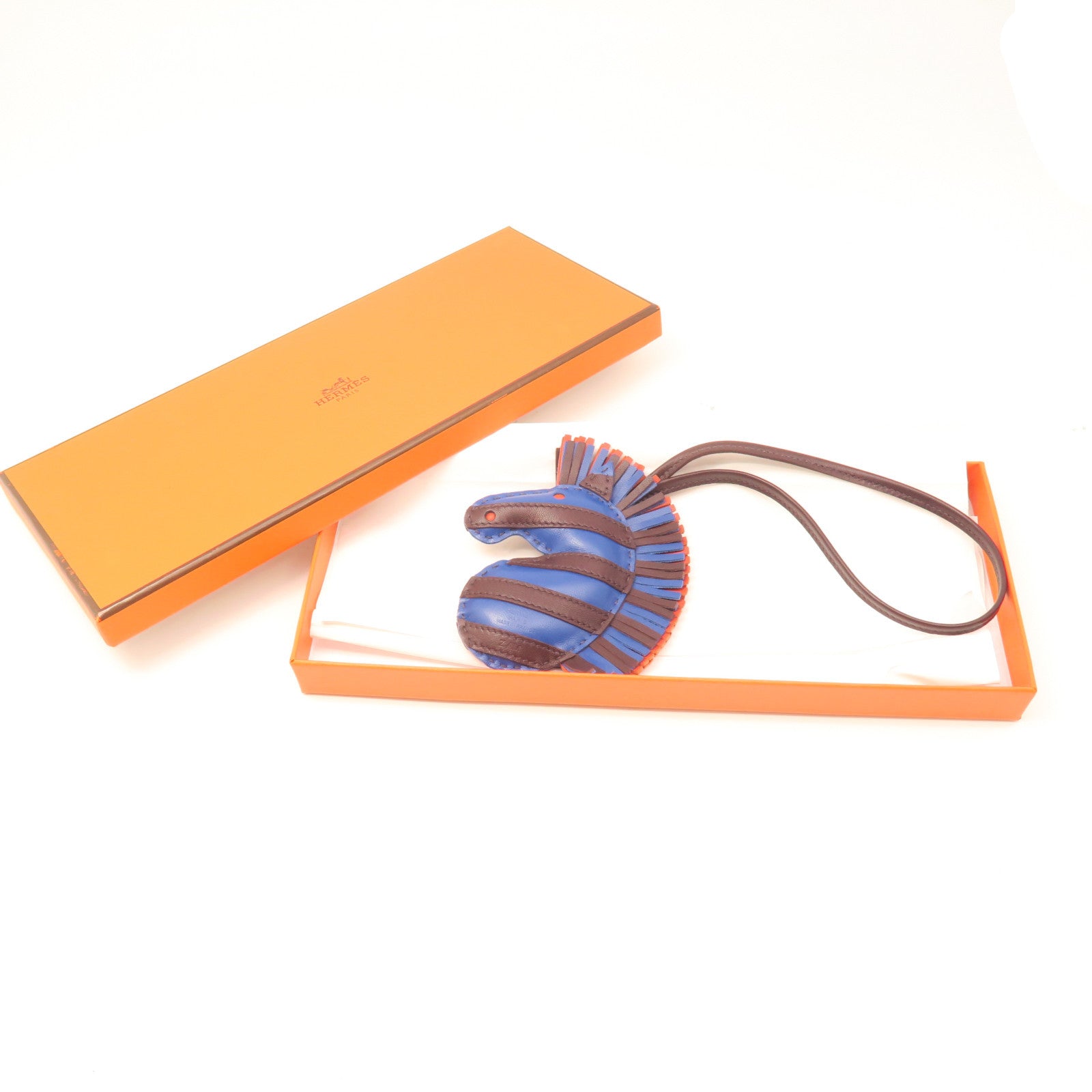 HERMES Veau Swift Leather Geegee Savannah Charm Charm Blue/Brown