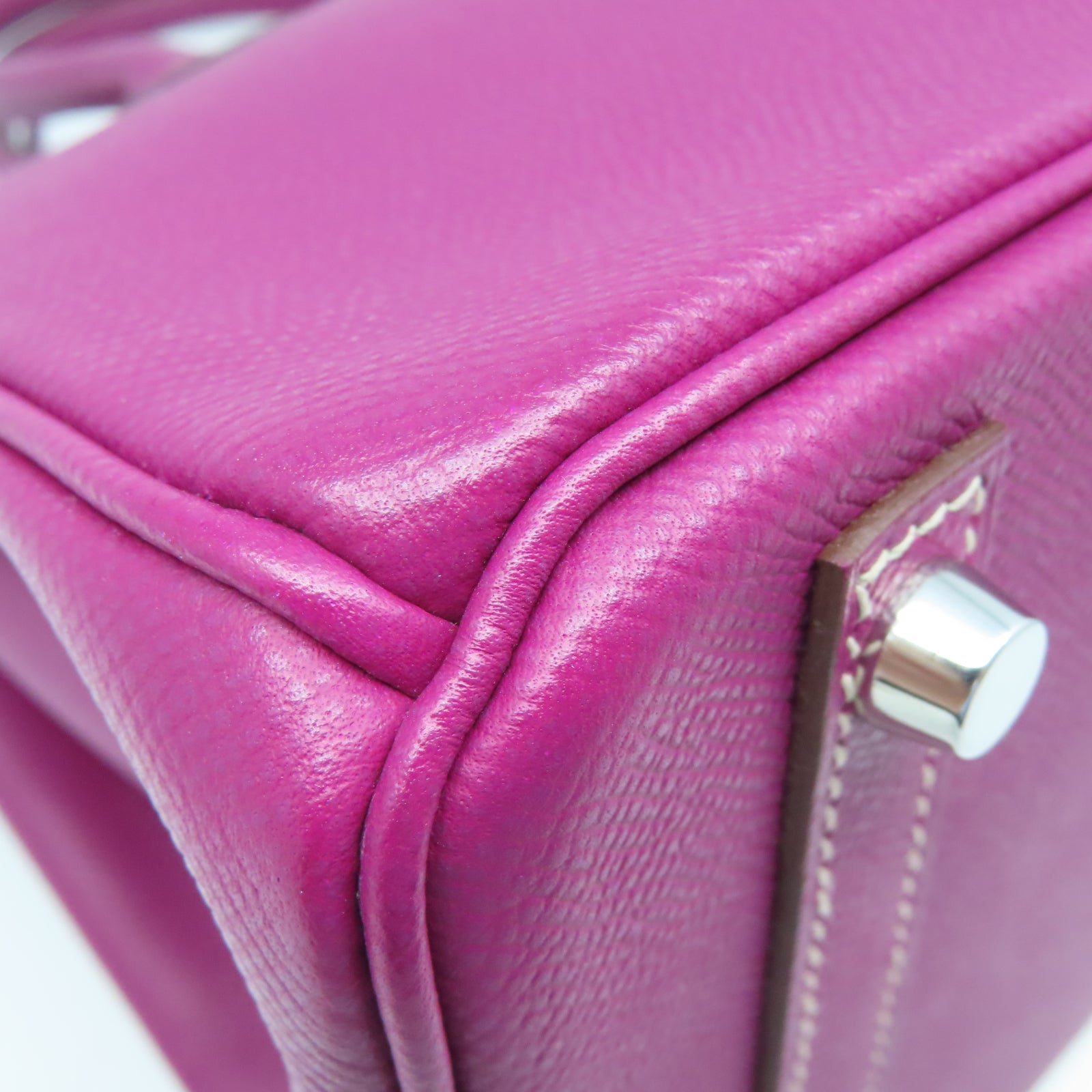 HERMES Veau Epsom皮革Birkin 30銀扣手挽袋桃紫色/糖果粉色