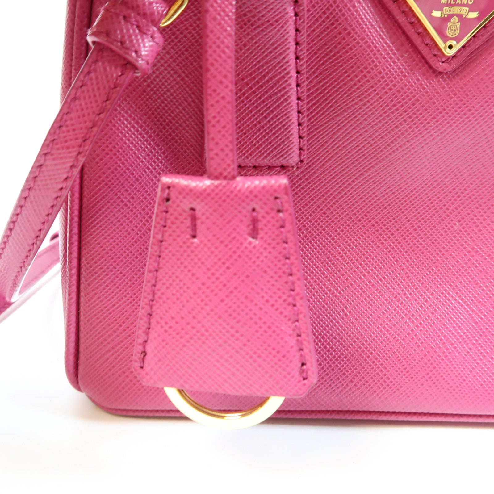PRADA 牛皮皮革2 Way Shoulder Bag金扣手挽肩背兩用袋粉紅色