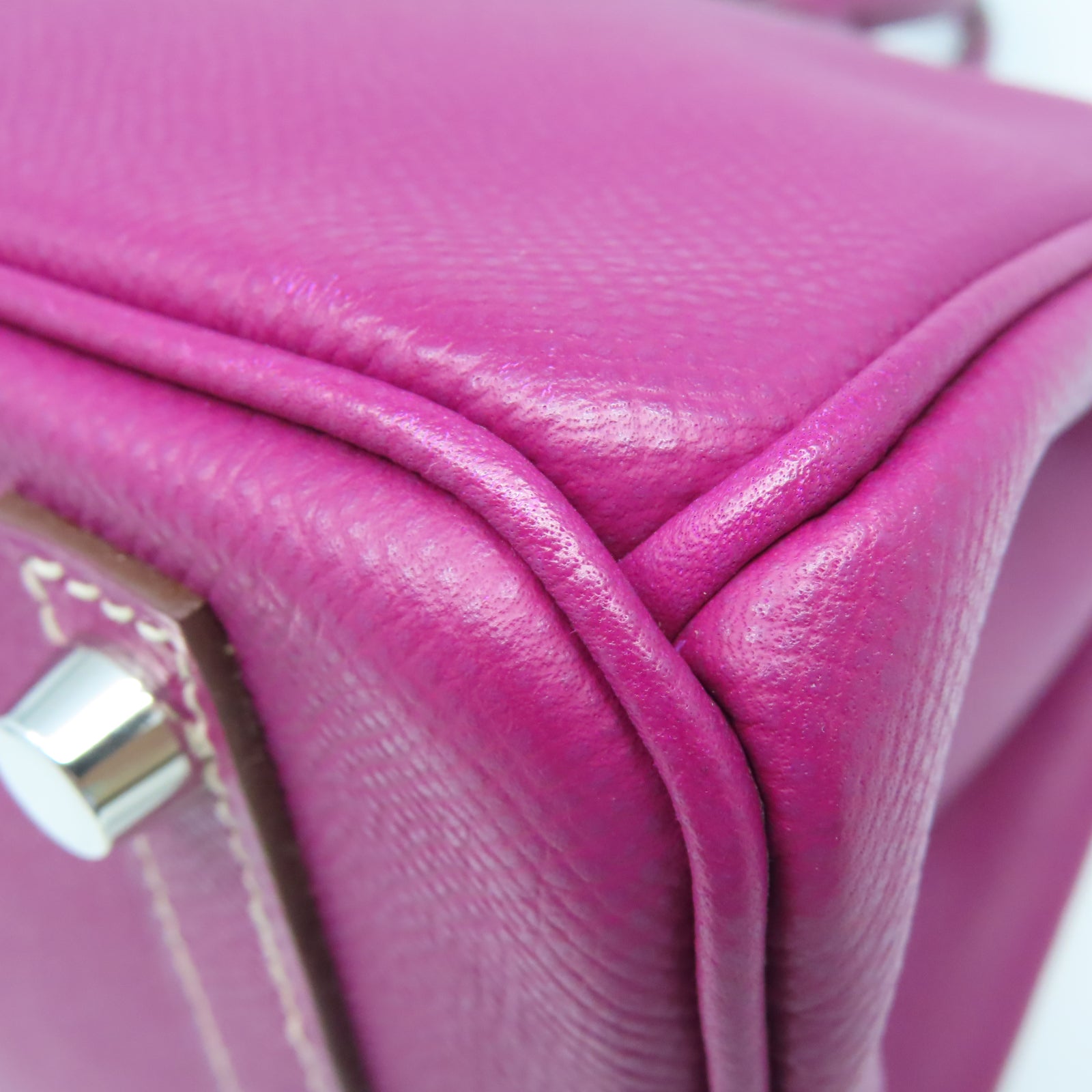 HERMES Veau Epsom皮革Birkin 30銀扣手挽袋桃紫色/糖果粉色