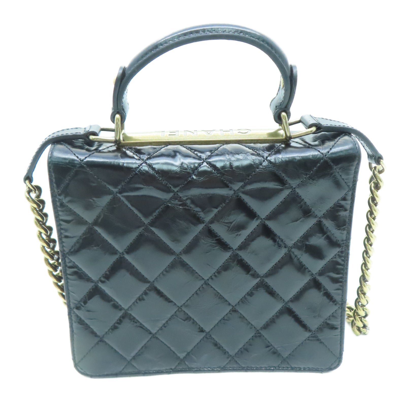 CHANEL Lingge cowhide leather Chain Shoulder gold buckle chain belt handle shoulder bag black