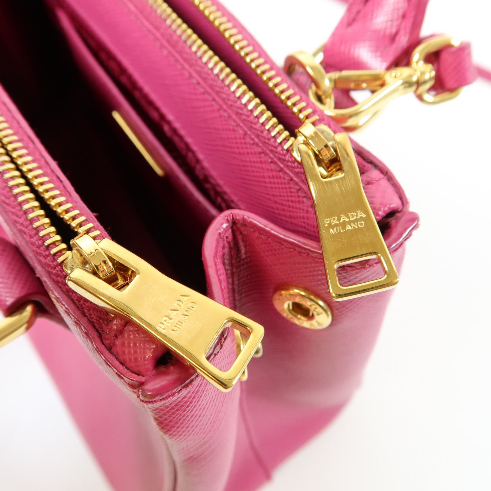 PRADA 牛皮皮革2 Way Shoulder Bag金扣手挽肩背兩用袋粉紅色