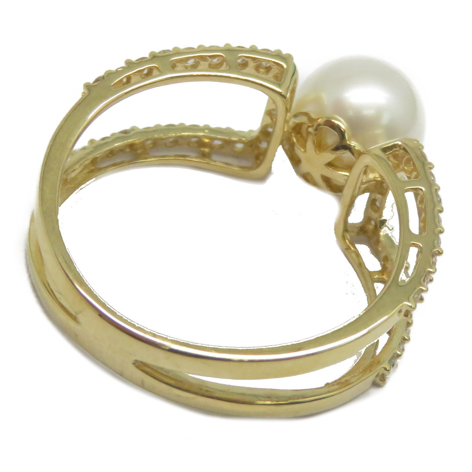 JEWELRY 【激減優惠】18K黃金Pearl Diamond Ring 3.05ct珍珠/0.371ct鑽石戒指US#6.75
