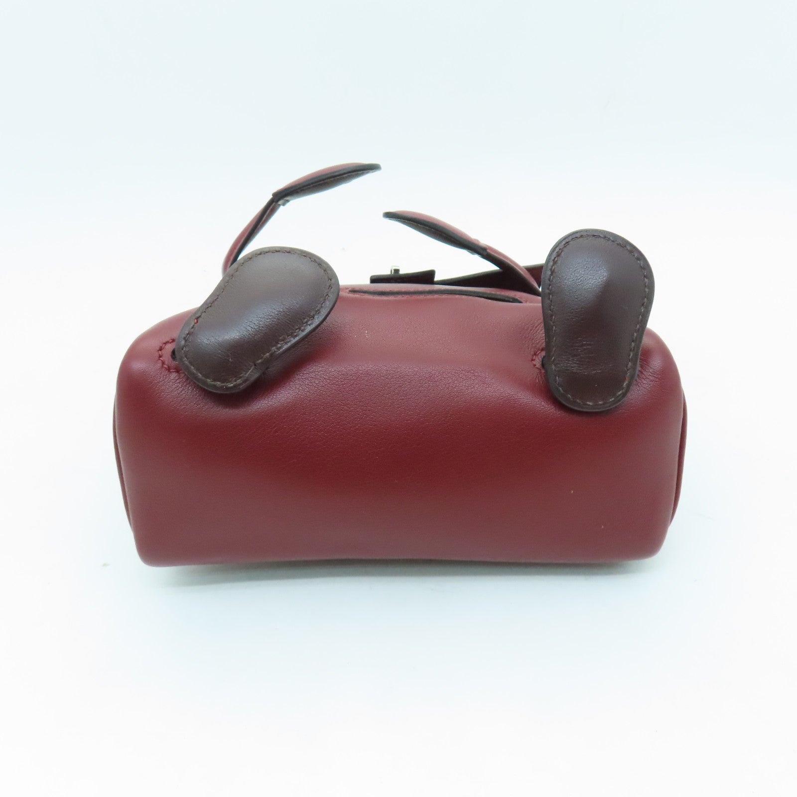 HERMES Swift leather Kelly Doll silver buckle handle bag wine red