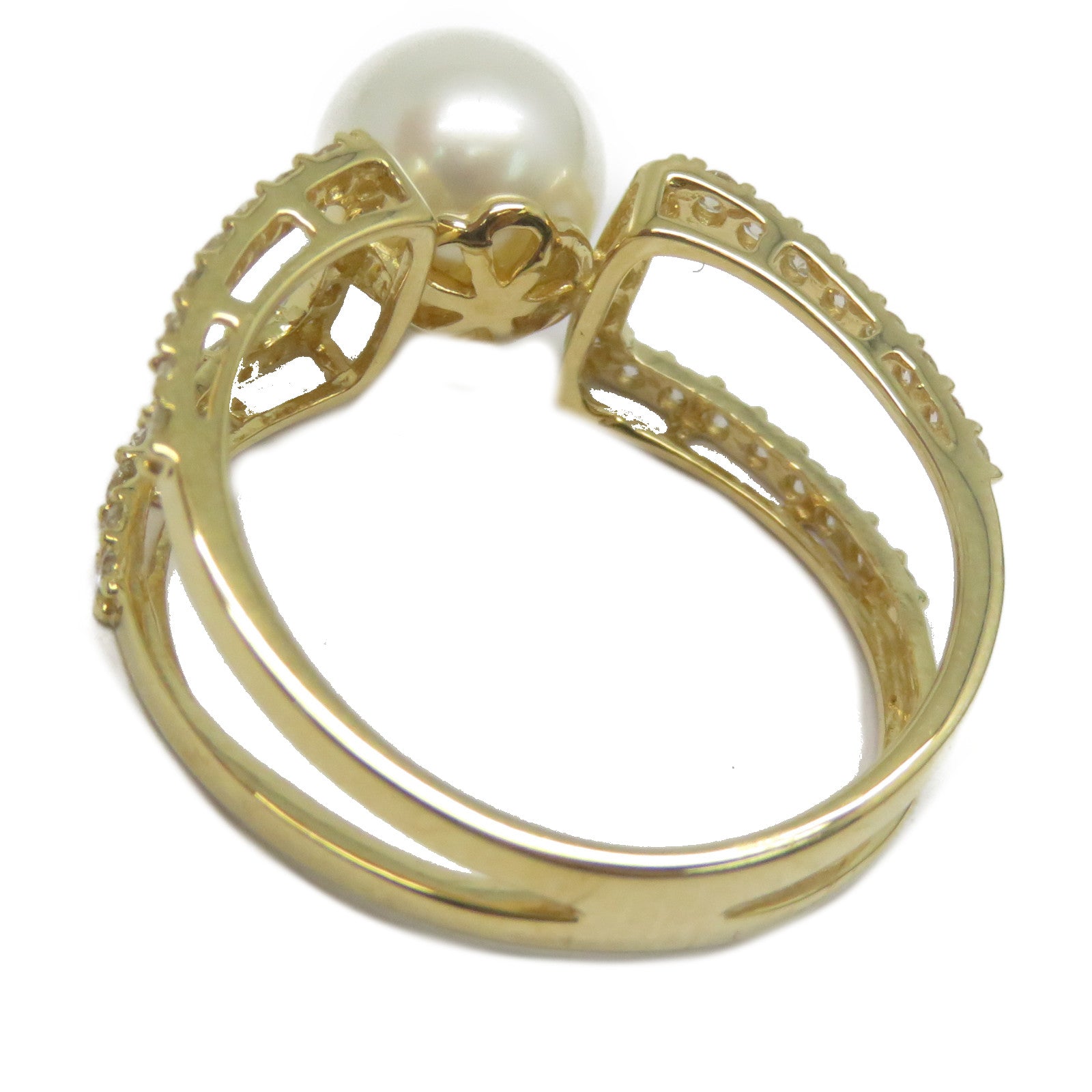 JEWELRY 【激減優惠】18K黃金Pearl Diamond Ring 3.05ct珍珠/0.371ct鑽石戒指US#6.75