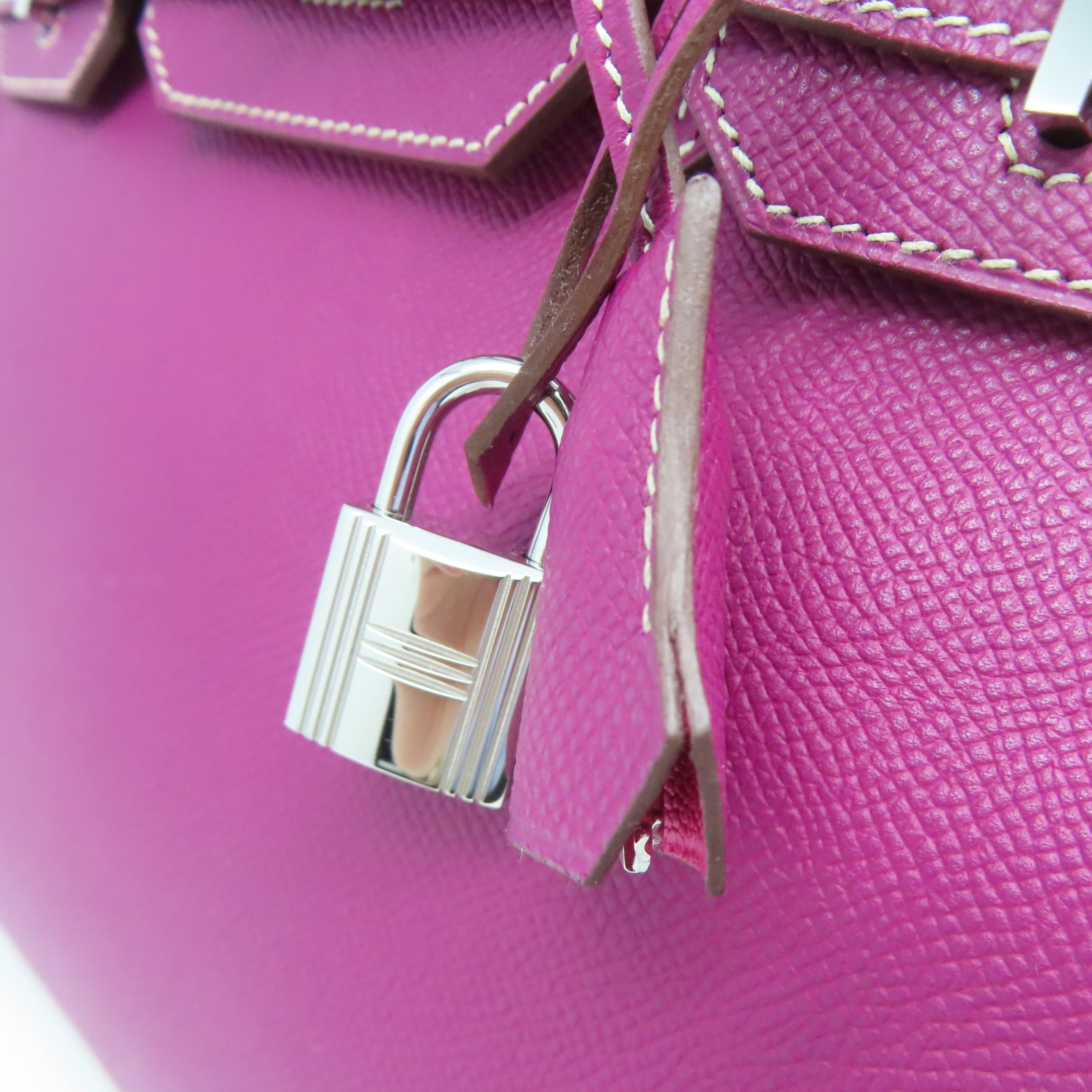 HERMES Veau Epsom皮革Birkin 30銀扣手挽袋桃紫色/糖果粉色