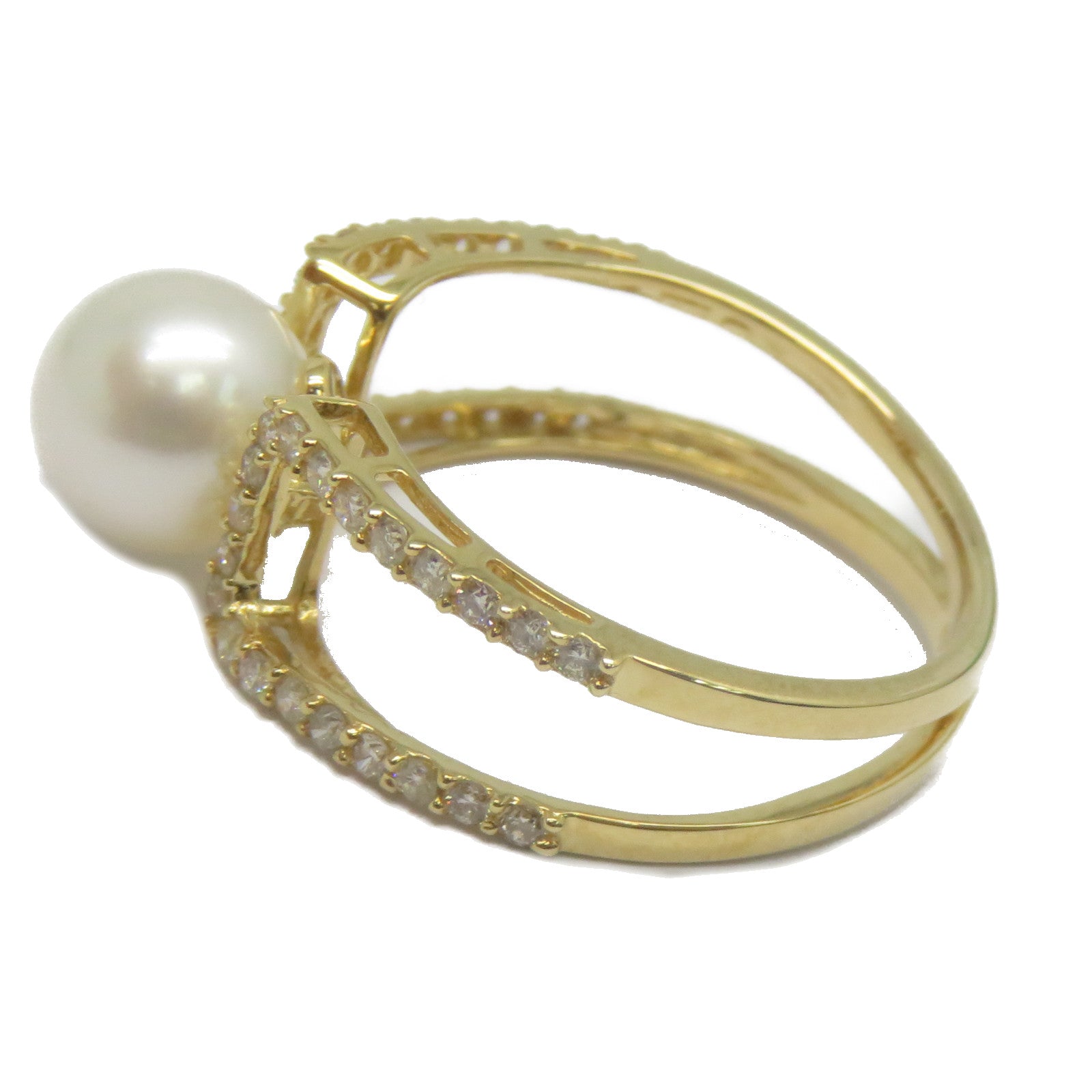 JEWELRY 【激減優惠】18K黃金Pearl Diamond Ring 3.05ct珍珠/0.371ct鑽石戒指US#6.75