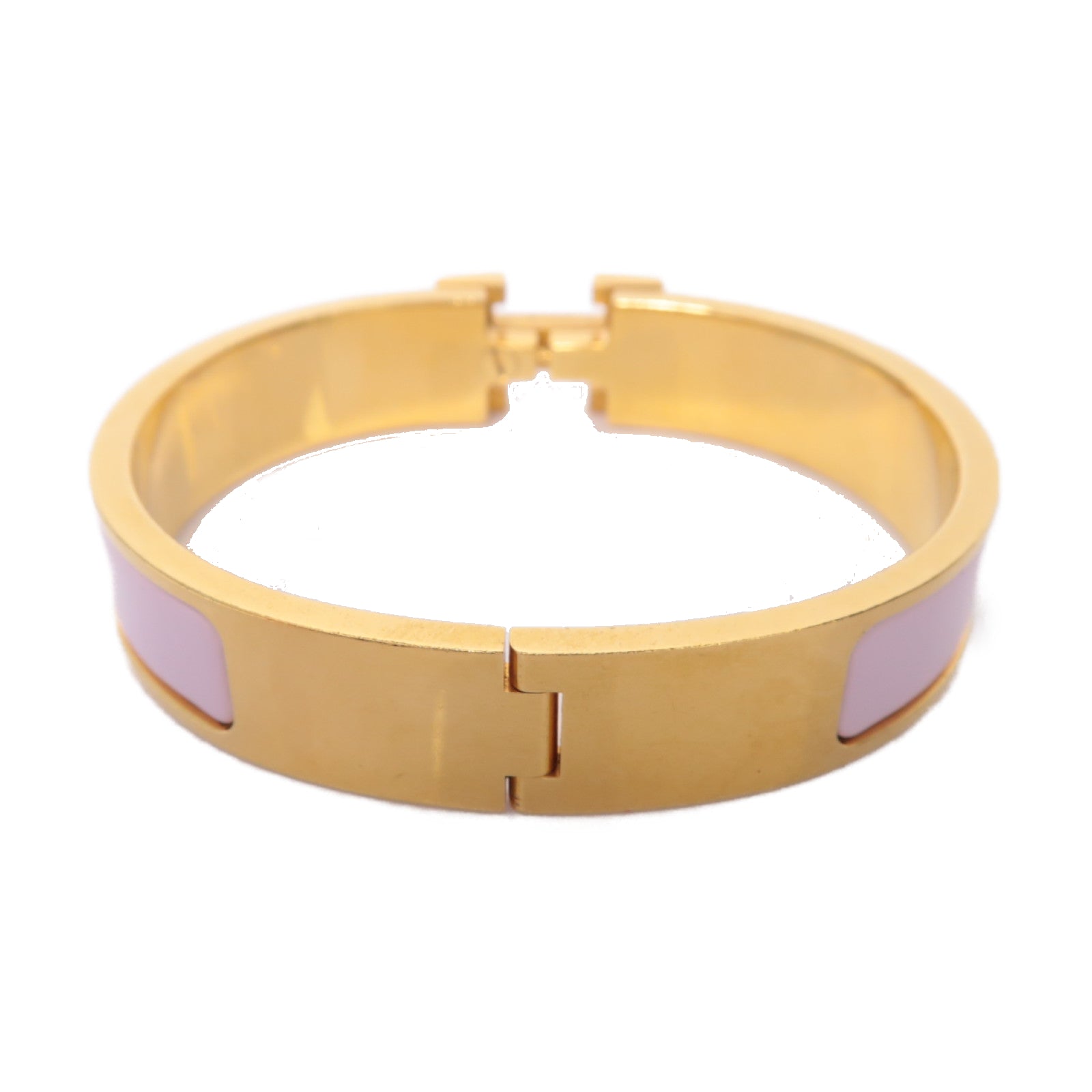HERMES 金屬Clic H金扣手鐲粉紅色