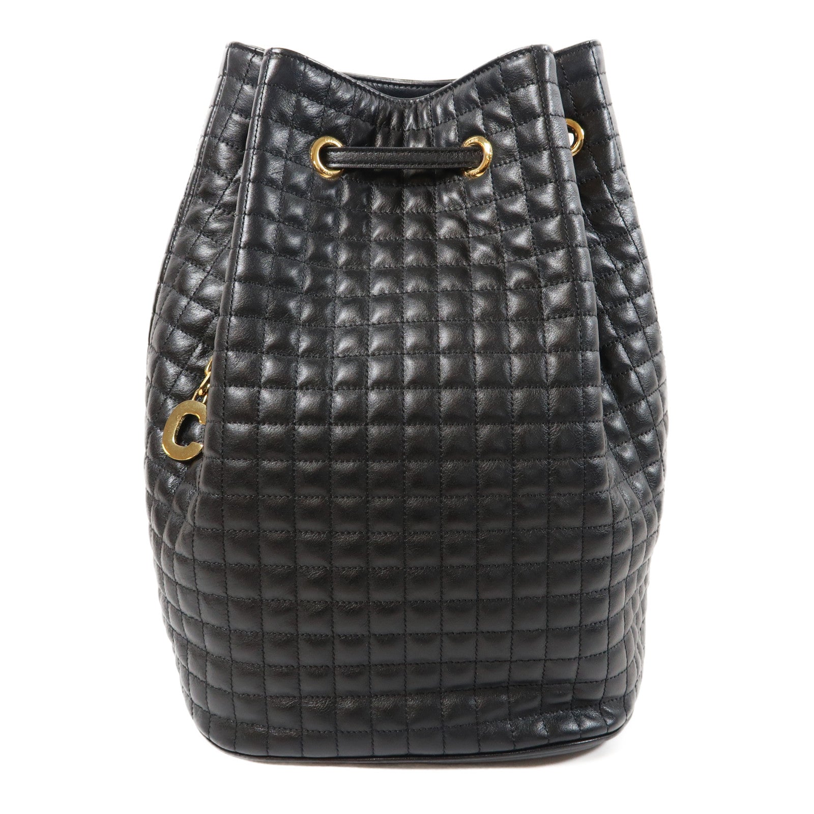 CELINE 牛皮皮革Rucksack金扣背包黑色