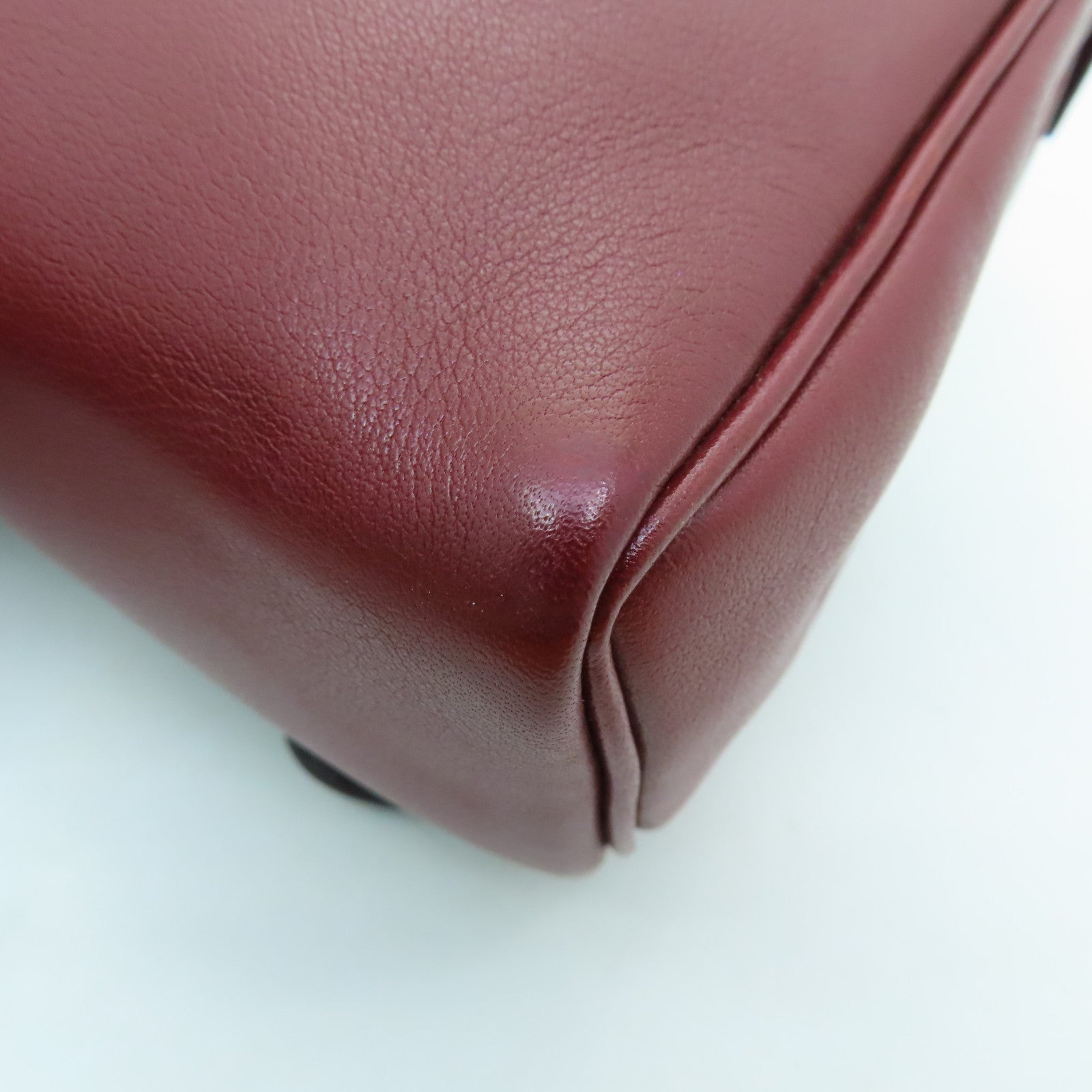 HERMES Swift leather Kelly Doll silver buckle handle bag wine red