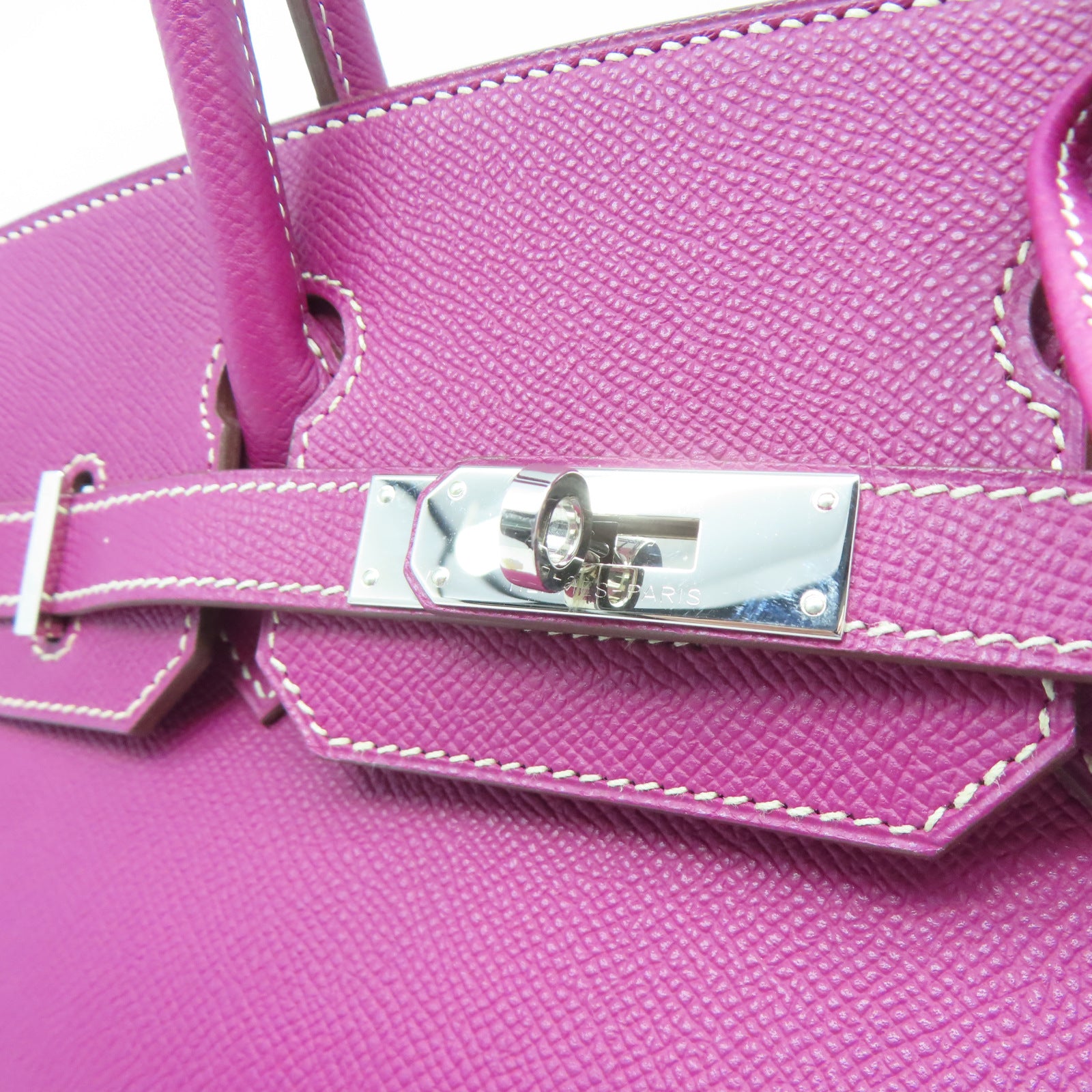 HERMES Veau Epsom皮革Birkin 30銀扣手挽袋桃紫色/糖果粉色