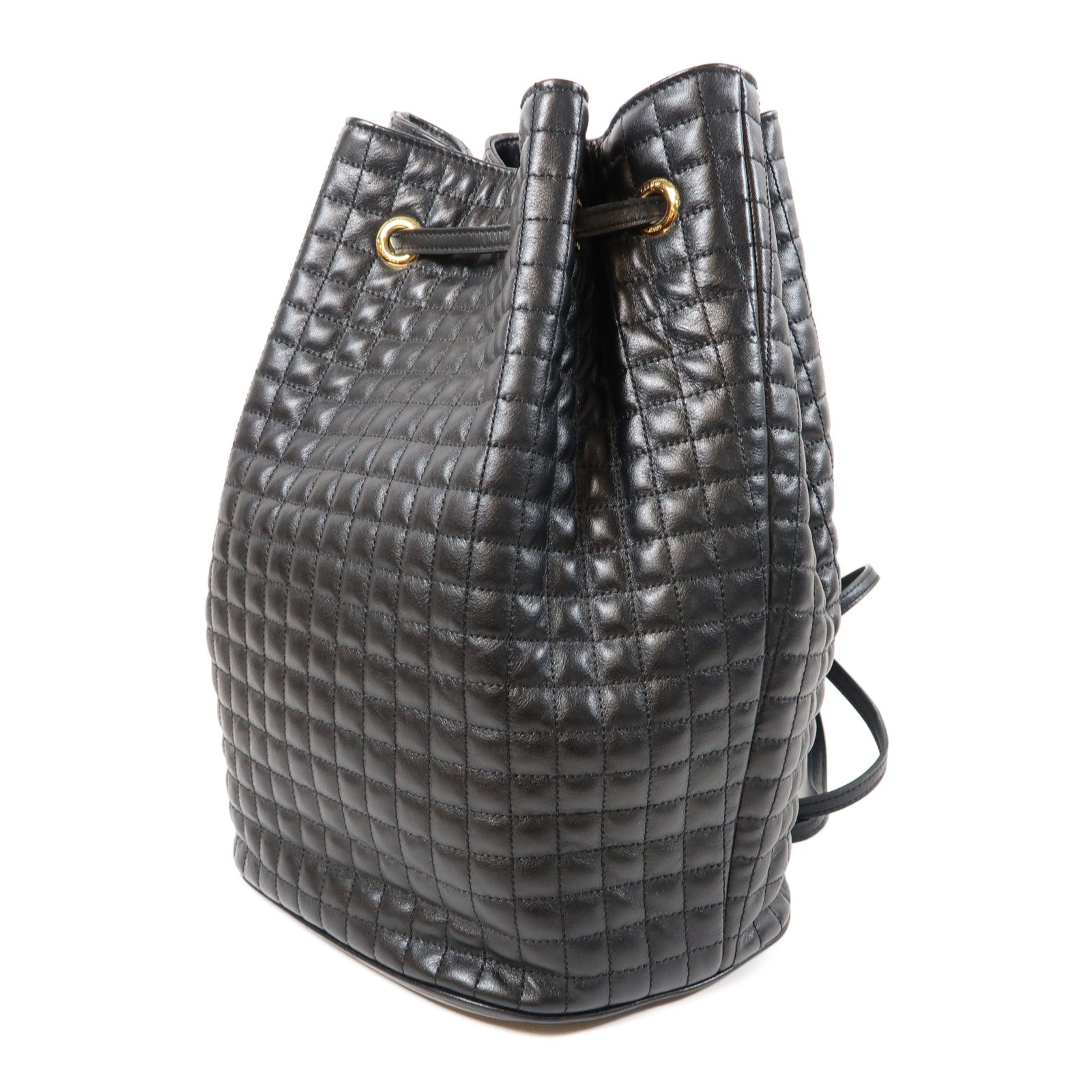 CELINE 牛皮皮革Rucksack金扣背包黑色