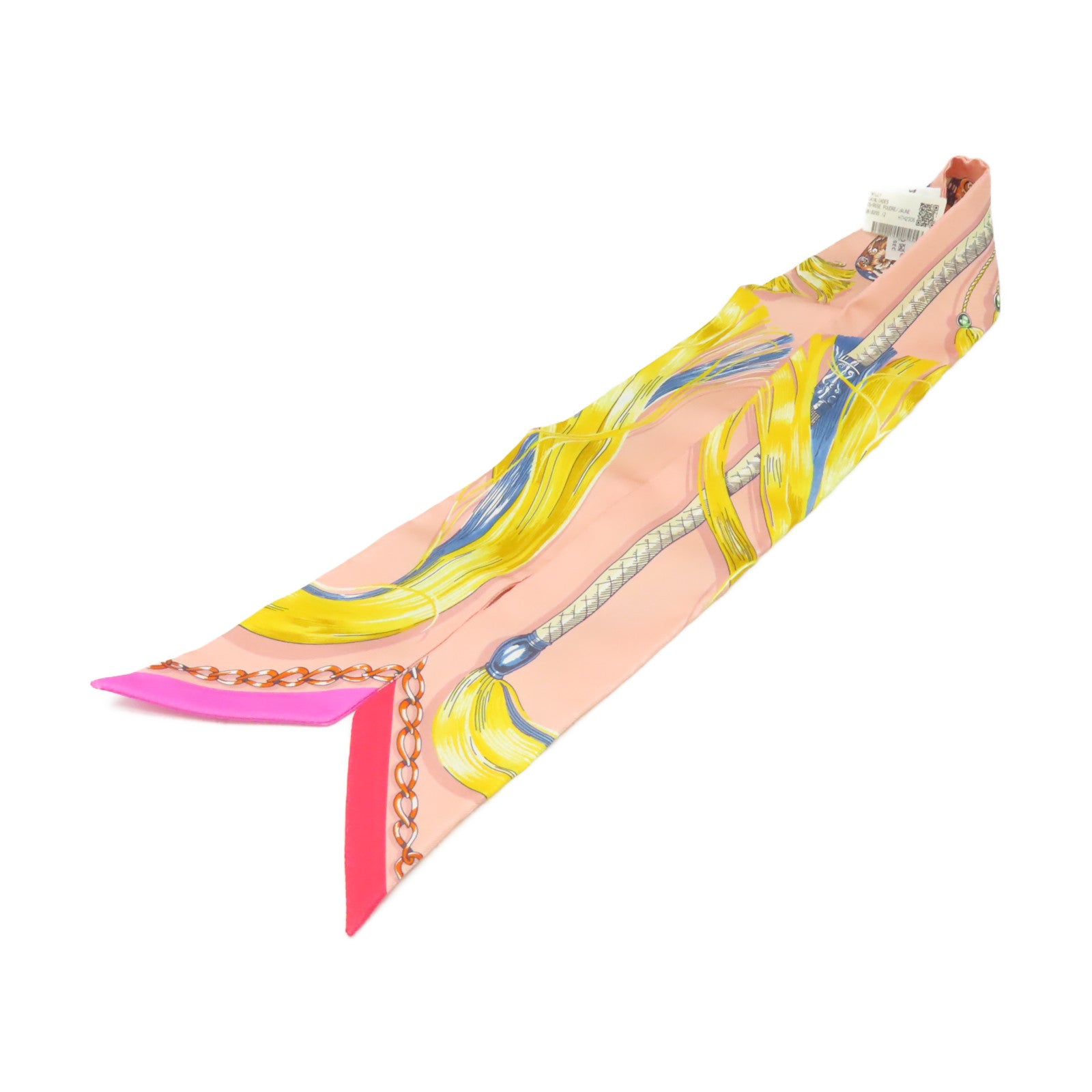 HERMES 絲質Twilly Scarf絲巾粉紅色/黃色/彩色