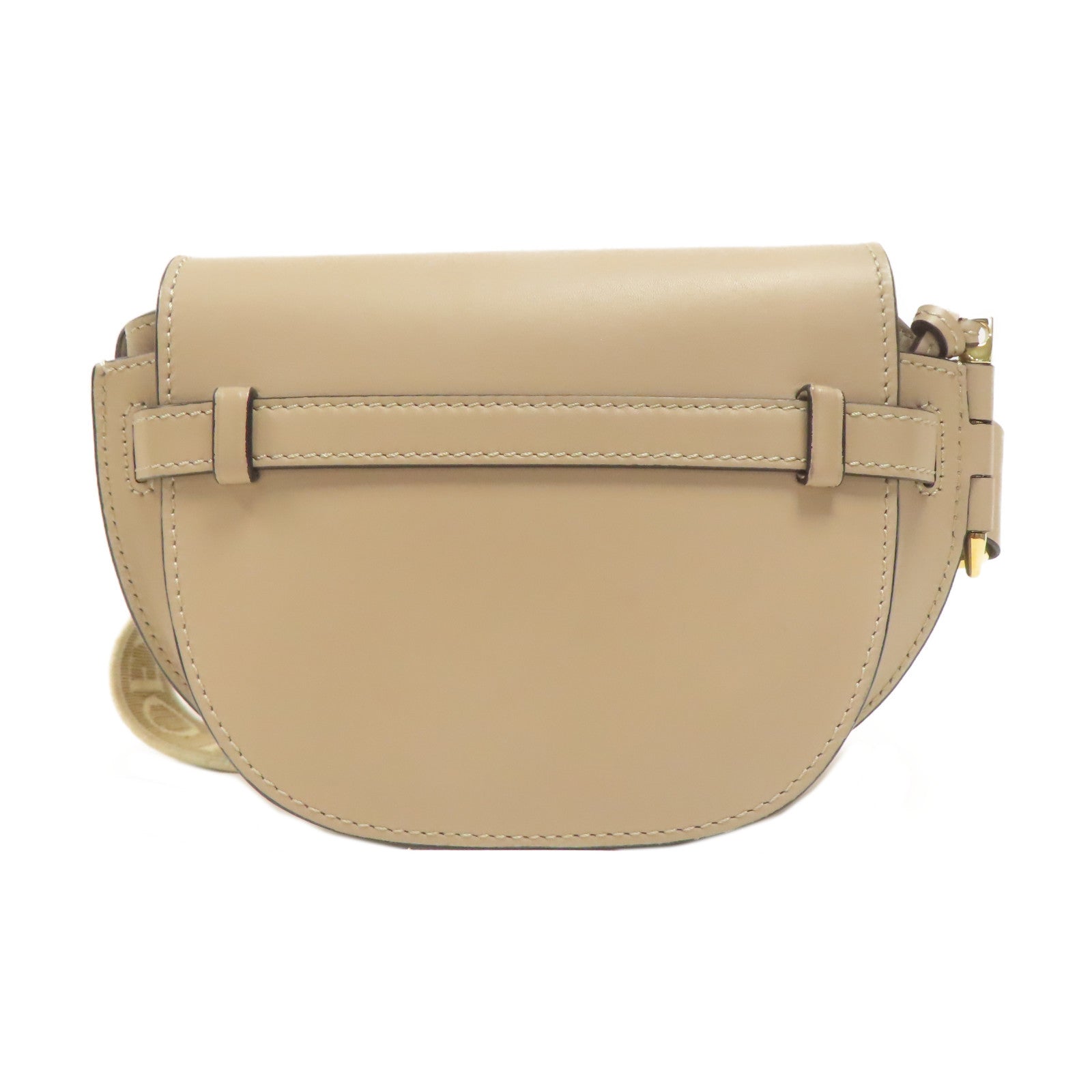 LOEWE 牛皮皮革Mini Gate金扣肩背袋米色
