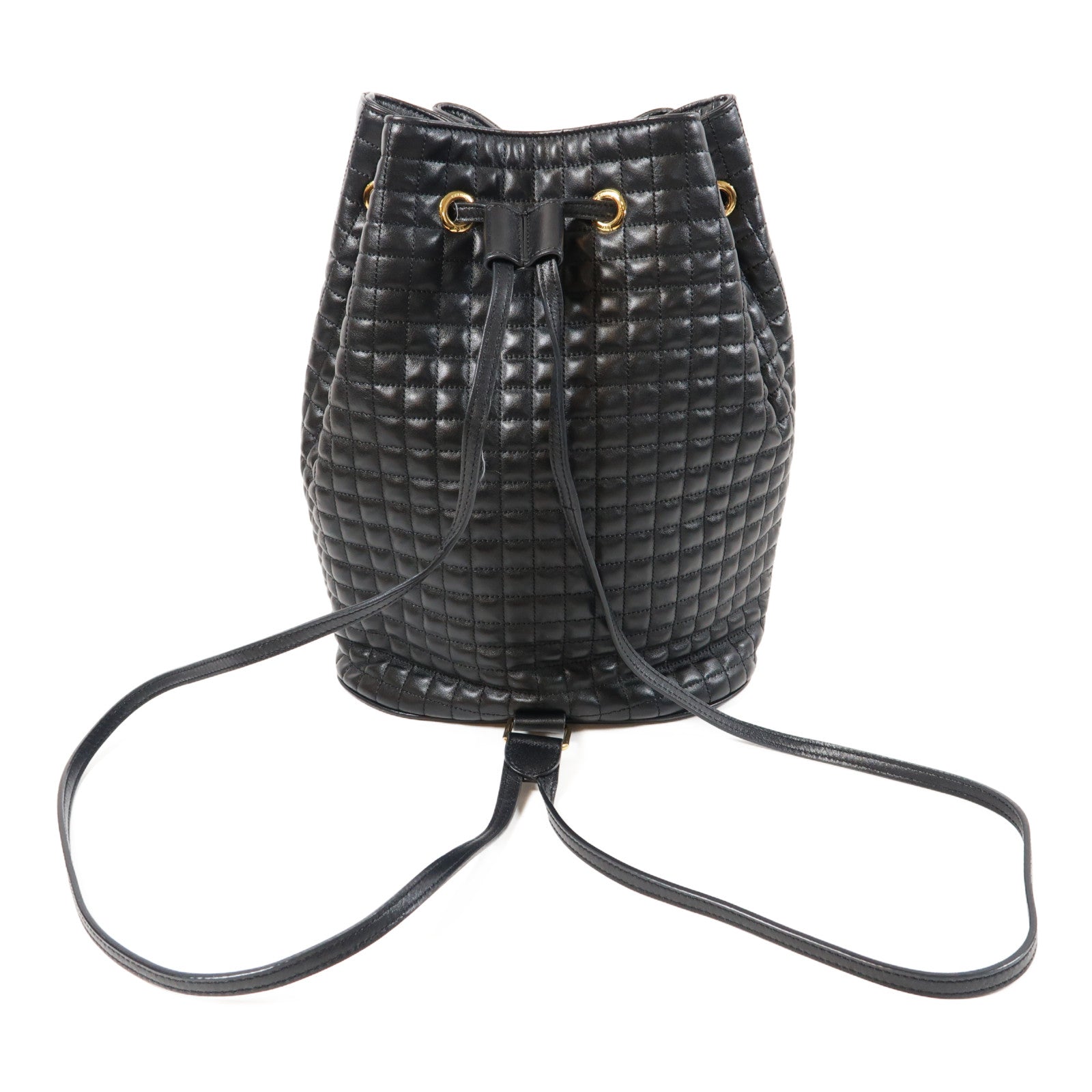 CELINE 牛皮皮革Rucksack金扣背包黑色