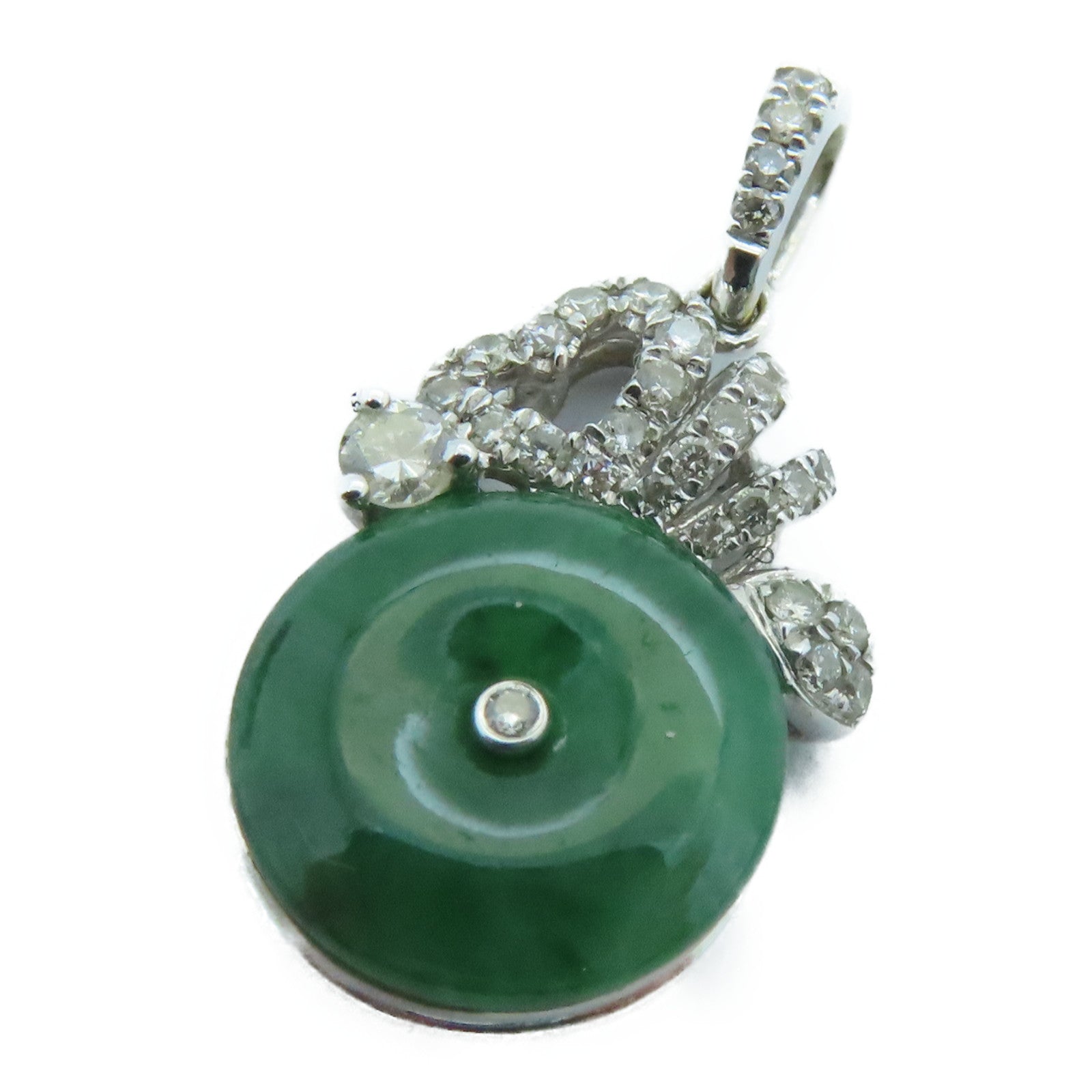 JEWELRY 18K白金Dia Jade 0.179ct/0.052ct吊飾翡翠