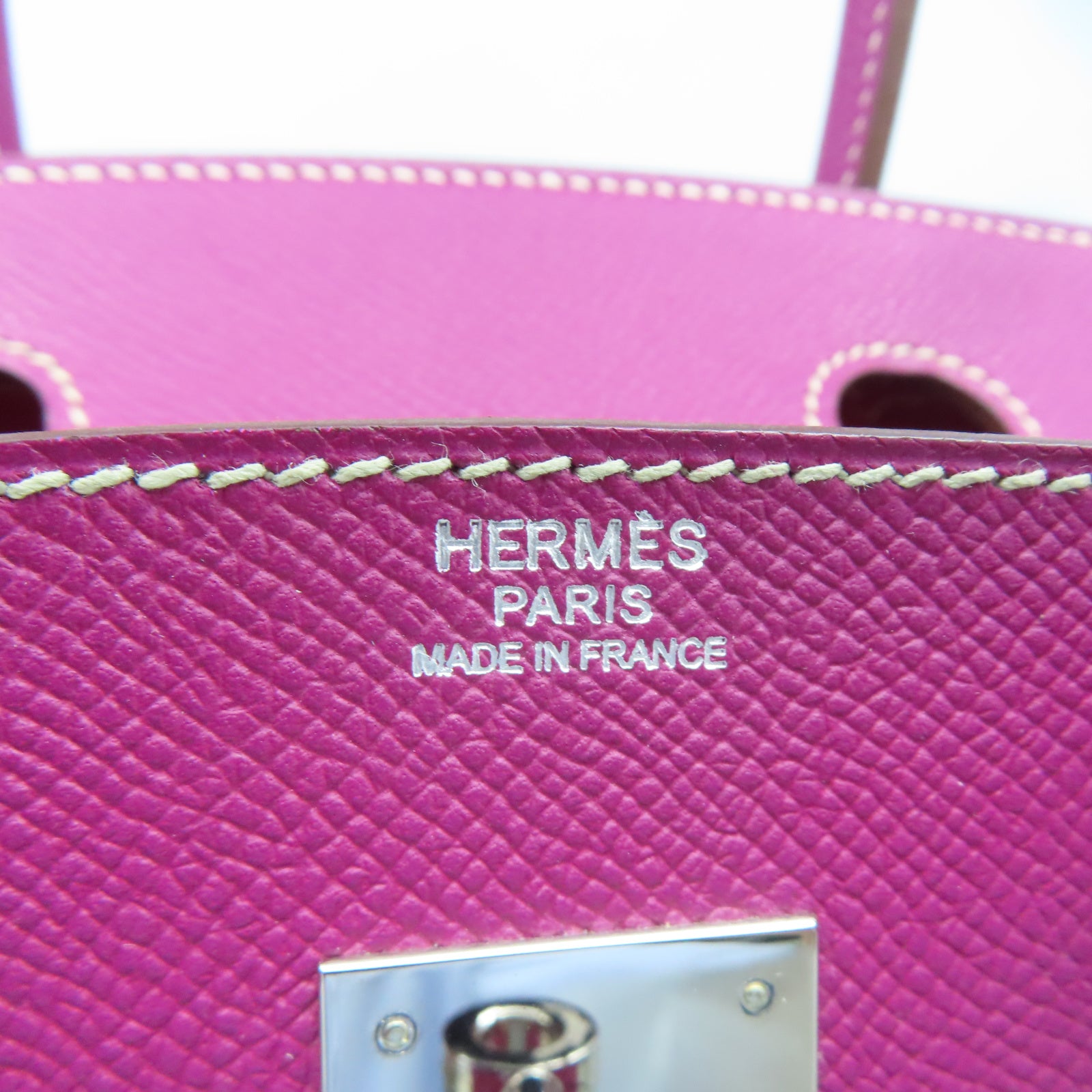 HERMES Veau Epsom皮革Birkin 30銀扣手挽袋桃紫色/糖果粉色
