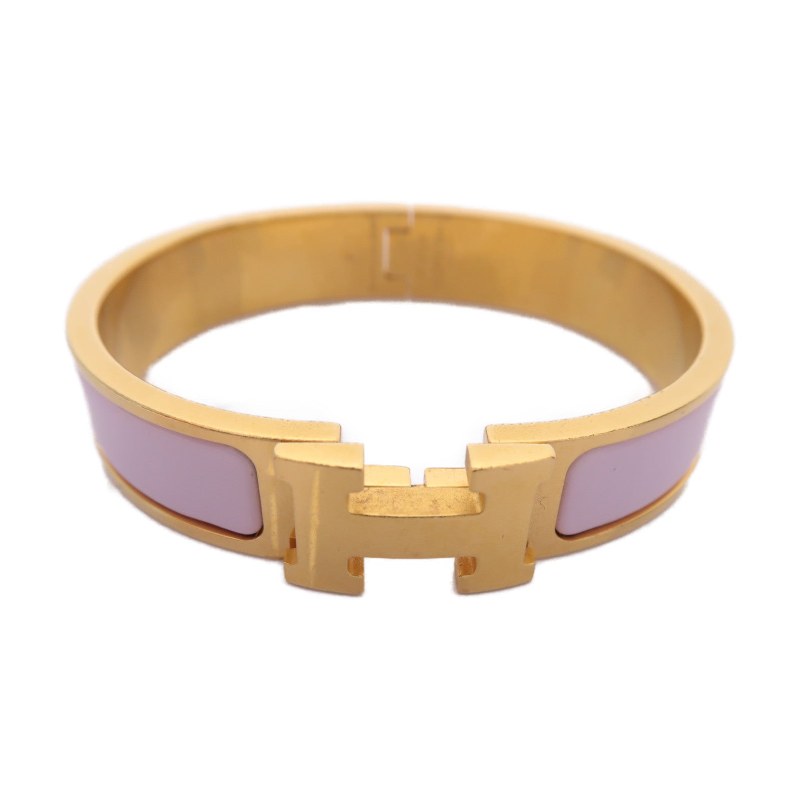 HERMES 金屬Clic H金扣手鐲粉紅色