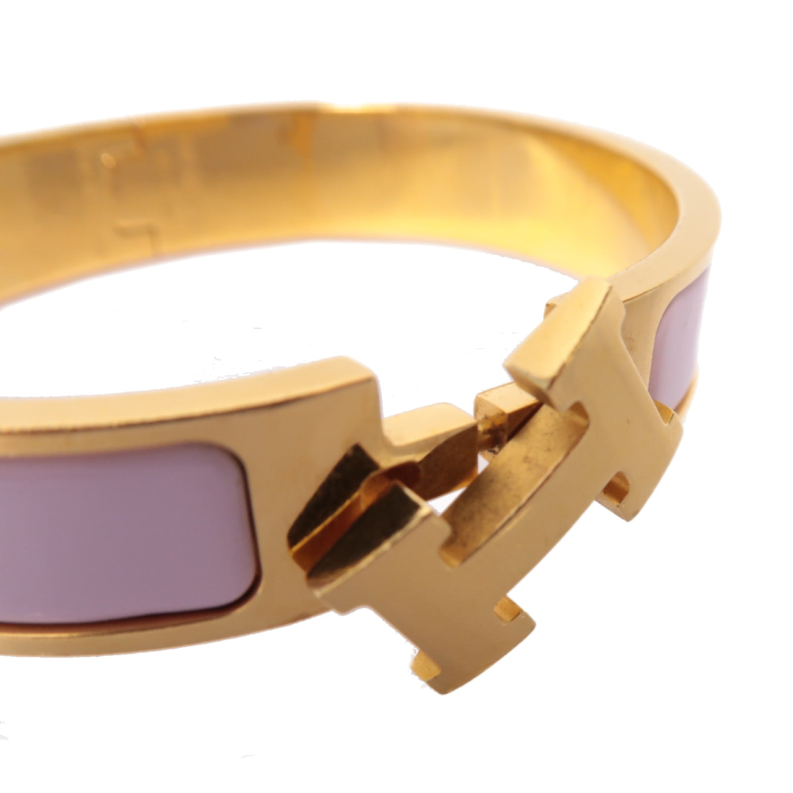 HERMES 金屬Clic H金扣手鐲粉紅色