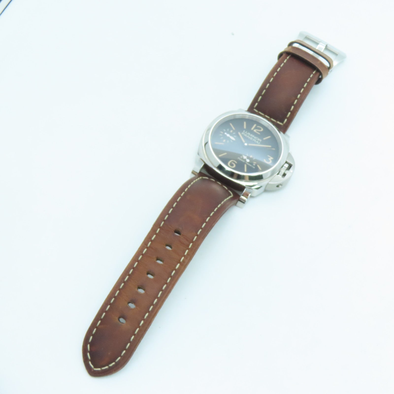 PANERAI Luminor皮革带/不锈钢手表自动机芯黑色