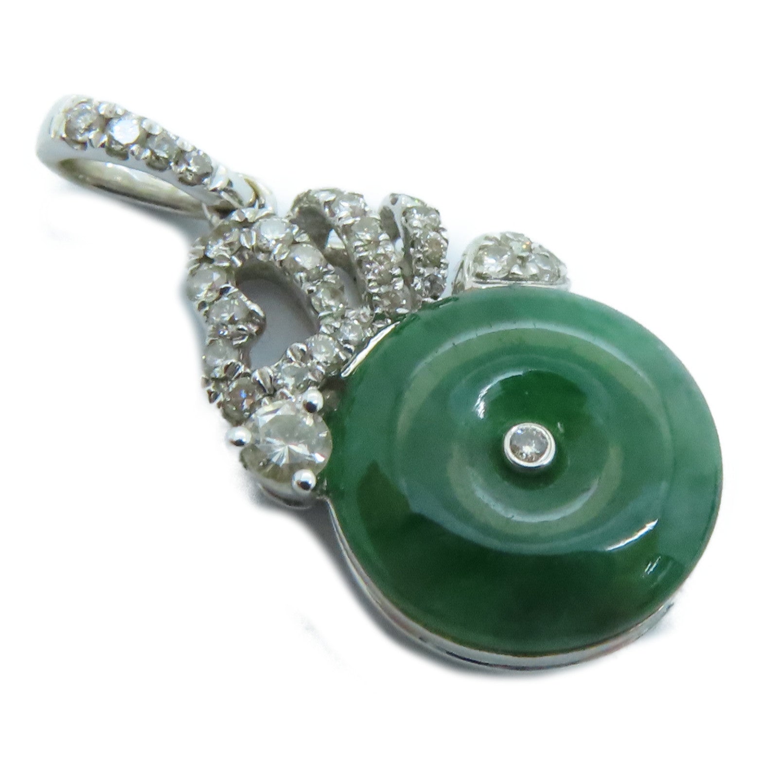 JEWELRY 18K白金Dia Jade 0.179ct/0.052ct吊飾翡翠