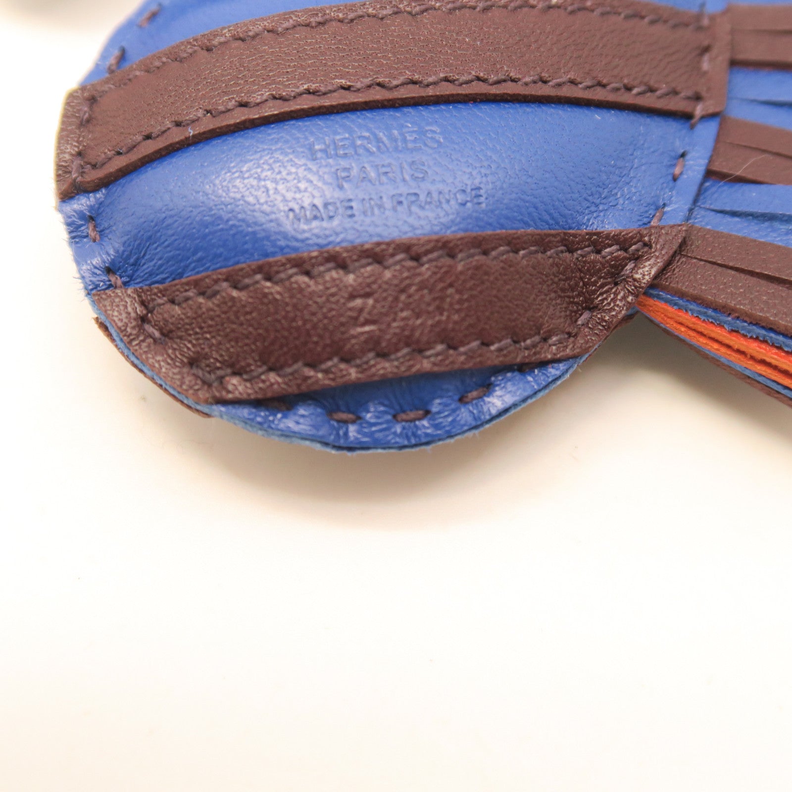HERMES Veau Swift Leather Geegee Savannah Charm Charm Blue/Brown