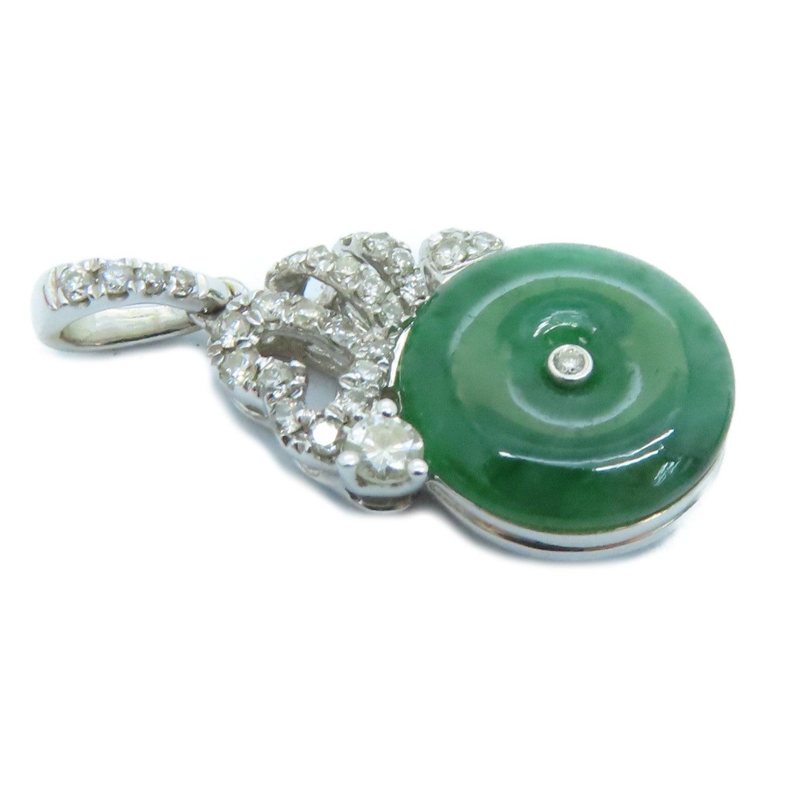 JEWELRY 18K白金Dia Jade 0.179ct/0.052ct吊飾翡翠