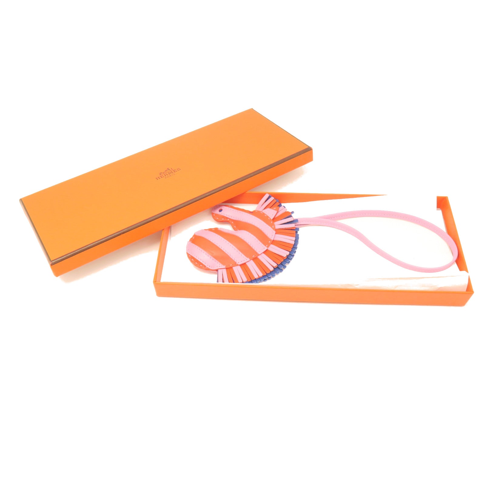HERMES Veau Swift Leather Geegee Savannah Charm Charm Orange/Pink