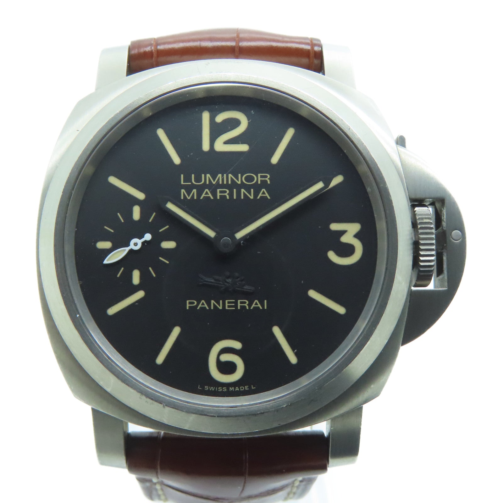 PANERAI Luminor Marina鳄鱼皮革带/不锈钢手表自动机芯黑色
