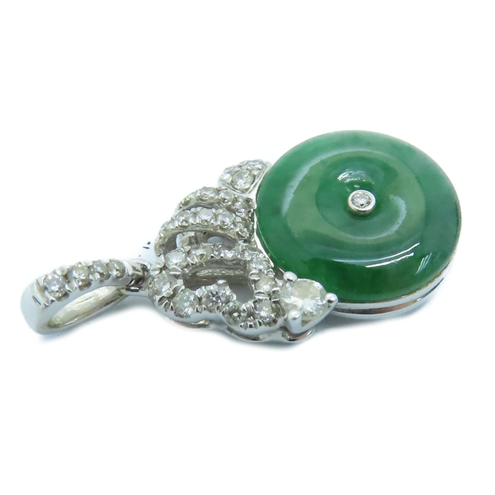 JEWELRY 18K白金Dia Jade 0.179ct/0.052ct吊飾翡翠