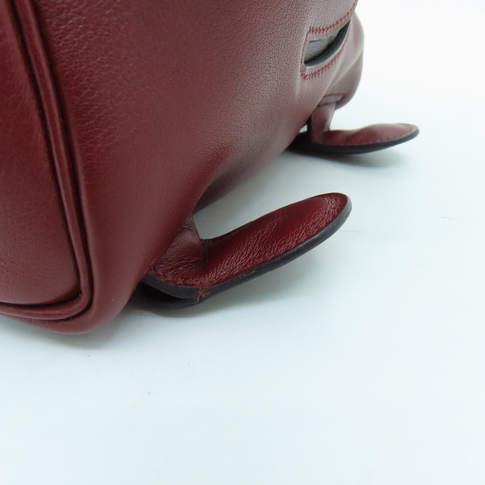 HERMES Swift leather Kelly Doll silver buckle handle bag wine red