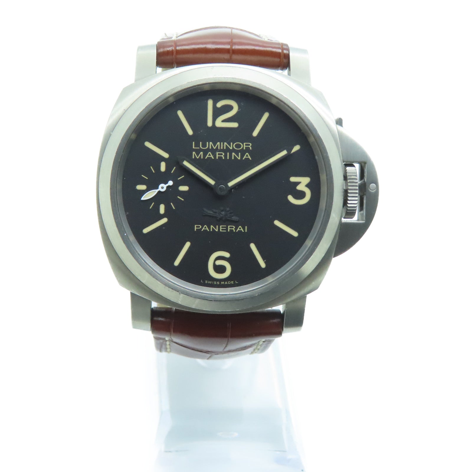 PANERAI Luminor Marina鳄鱼皮革带/不锈钢手表自动机芯黑色
