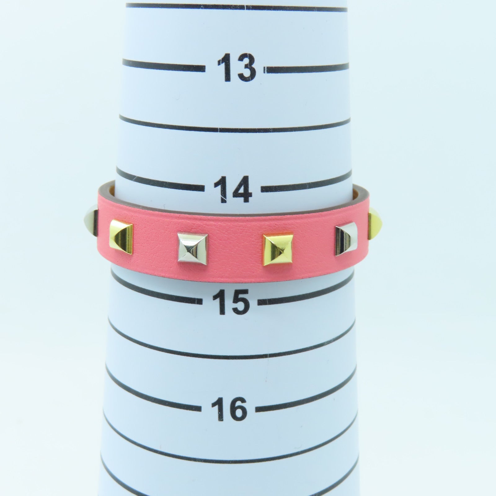 HERMES Swift皮革Mini Dog Clous Carres Bracelet金扣/銀扣手鐲粉紅色